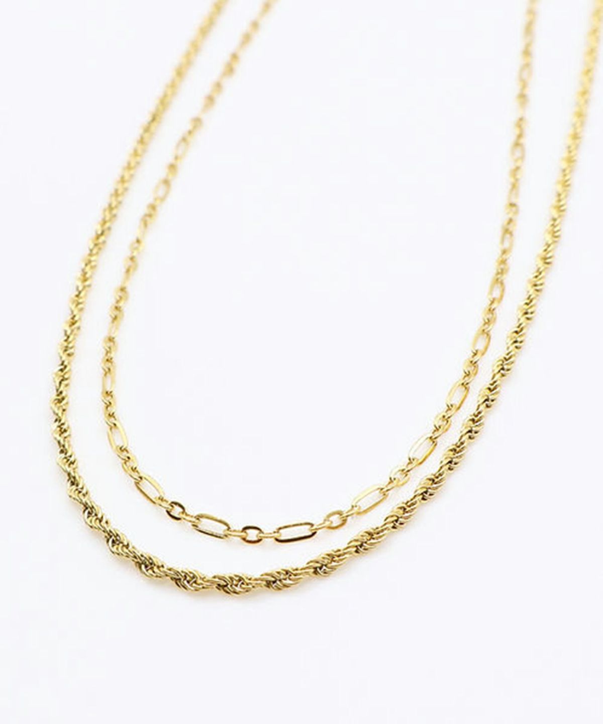 ダブルチェーンサージカルステンレスネックレス