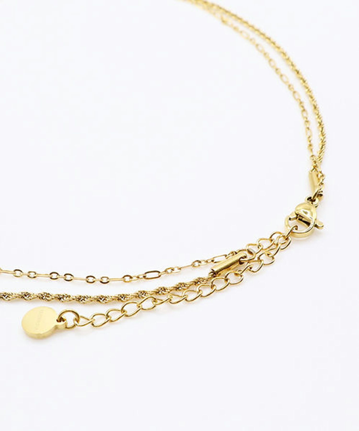 ダブルチェーンサージカルステンレスネックレス