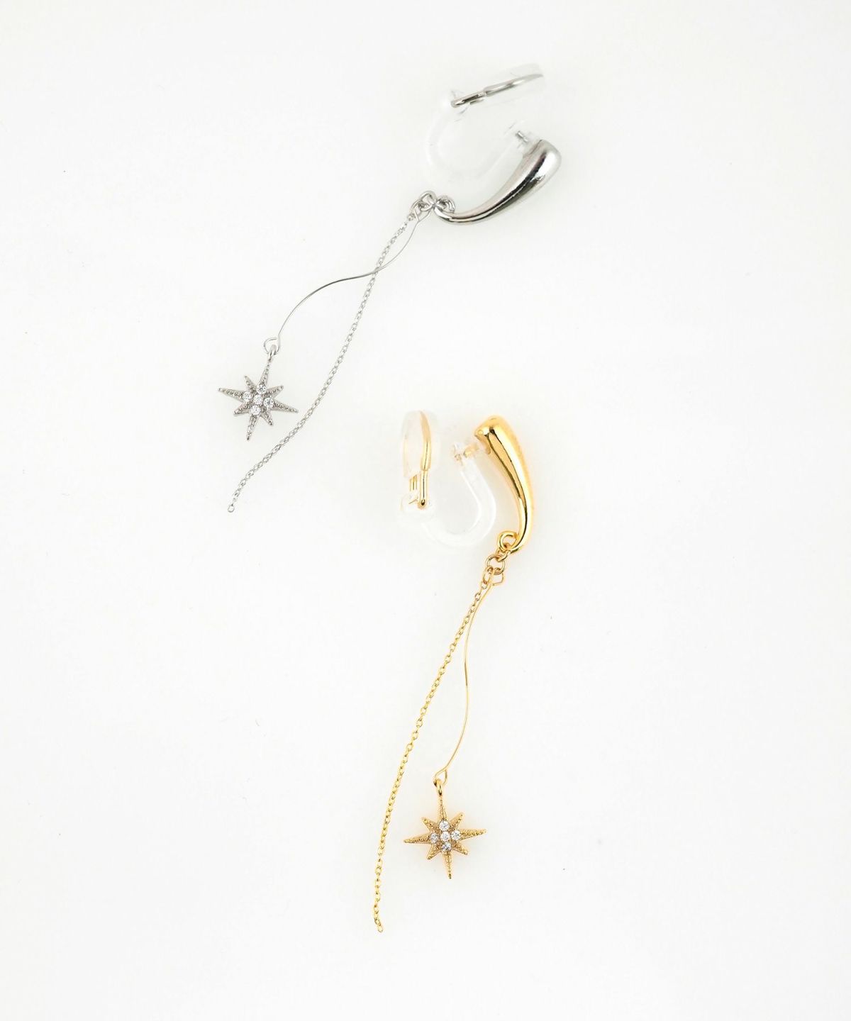 スターチェーンアクリアクリップイヤリング