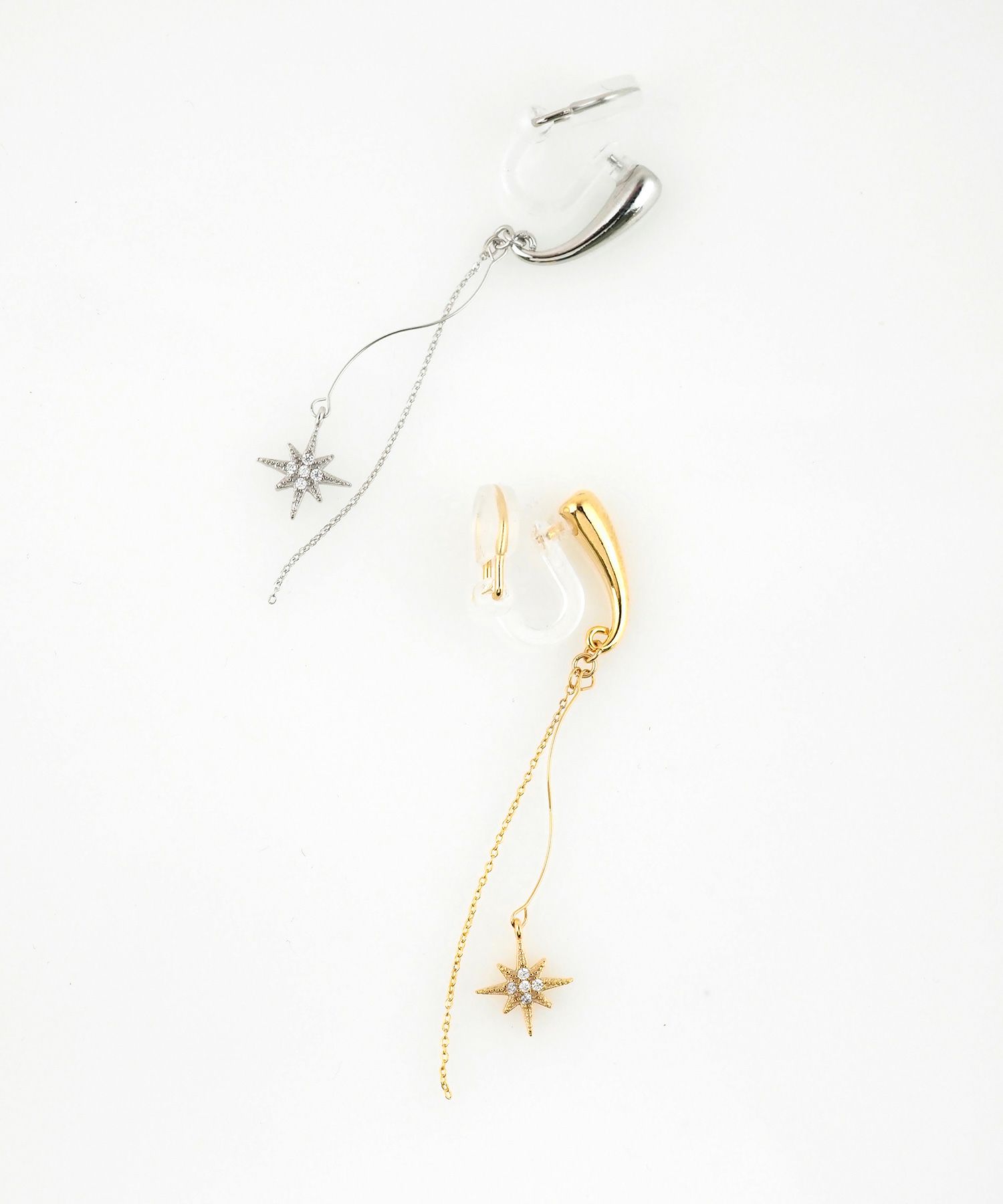 スターチェーンアクリアクリップイヤリング