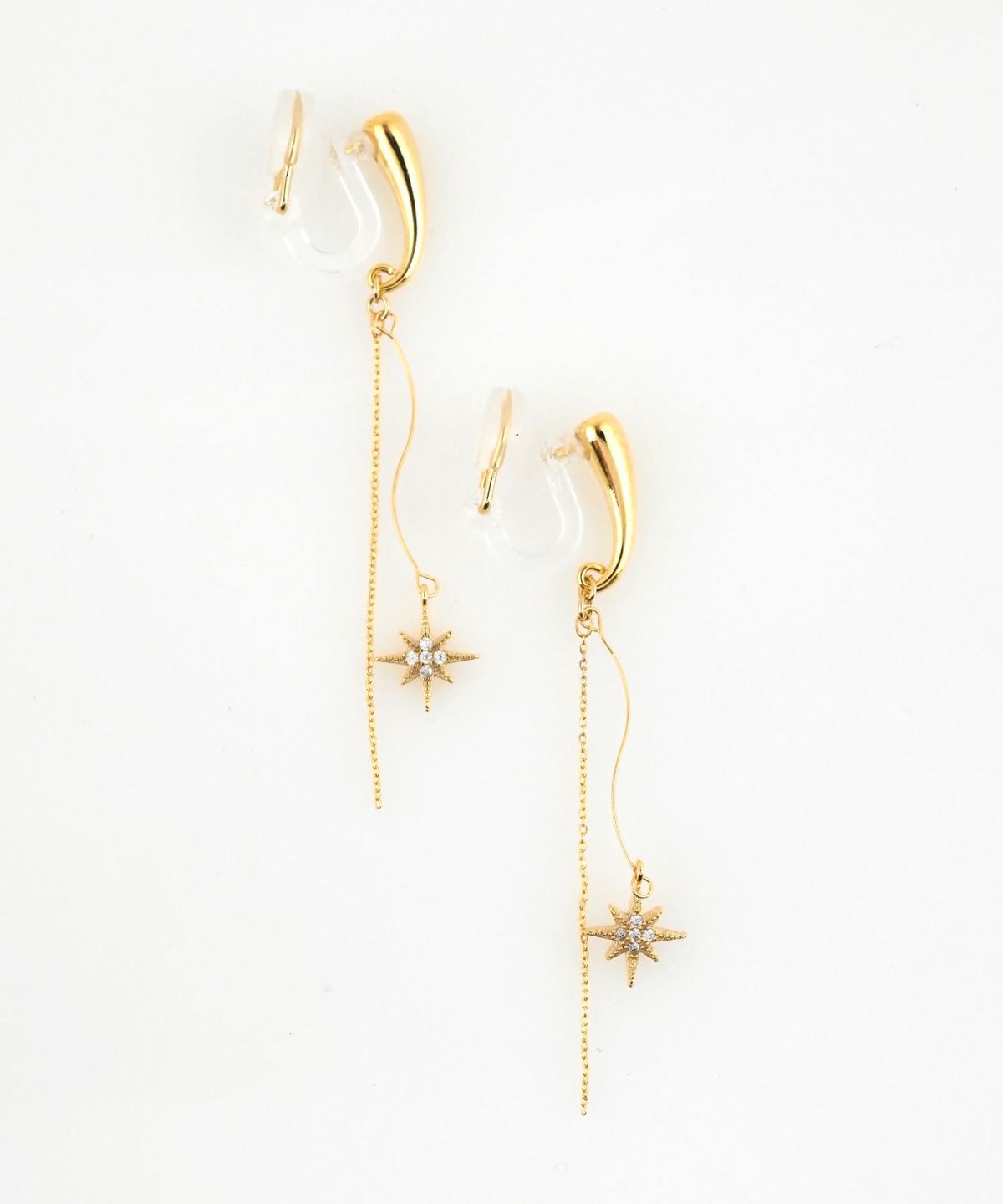 スターチェーンアクリアクリップイヤリング