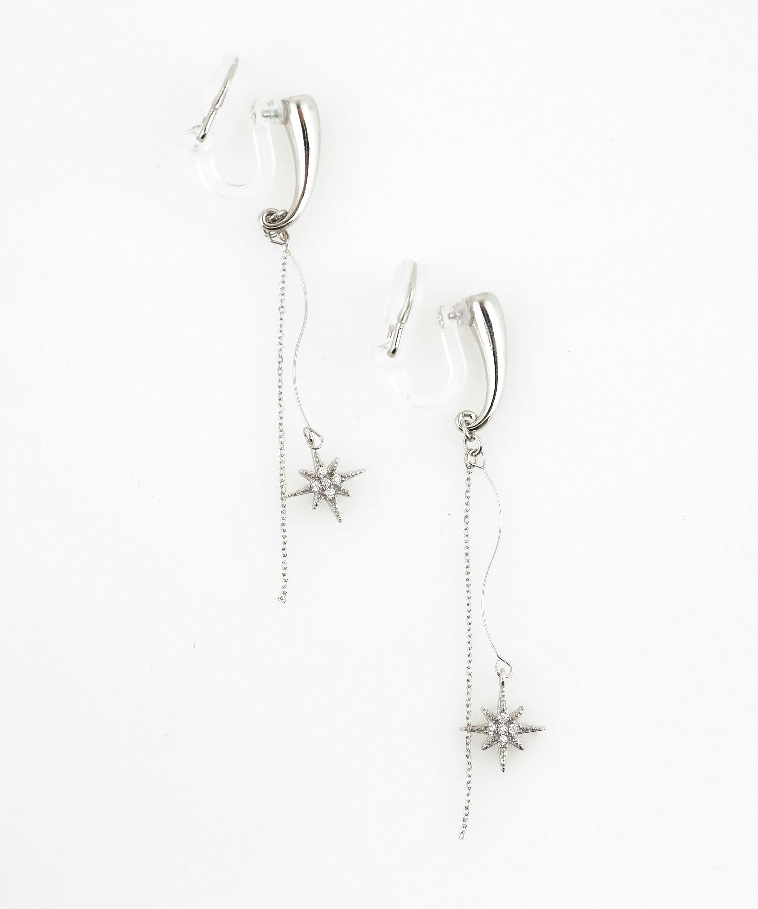 スターチェーンアクリアクリップイヤリング