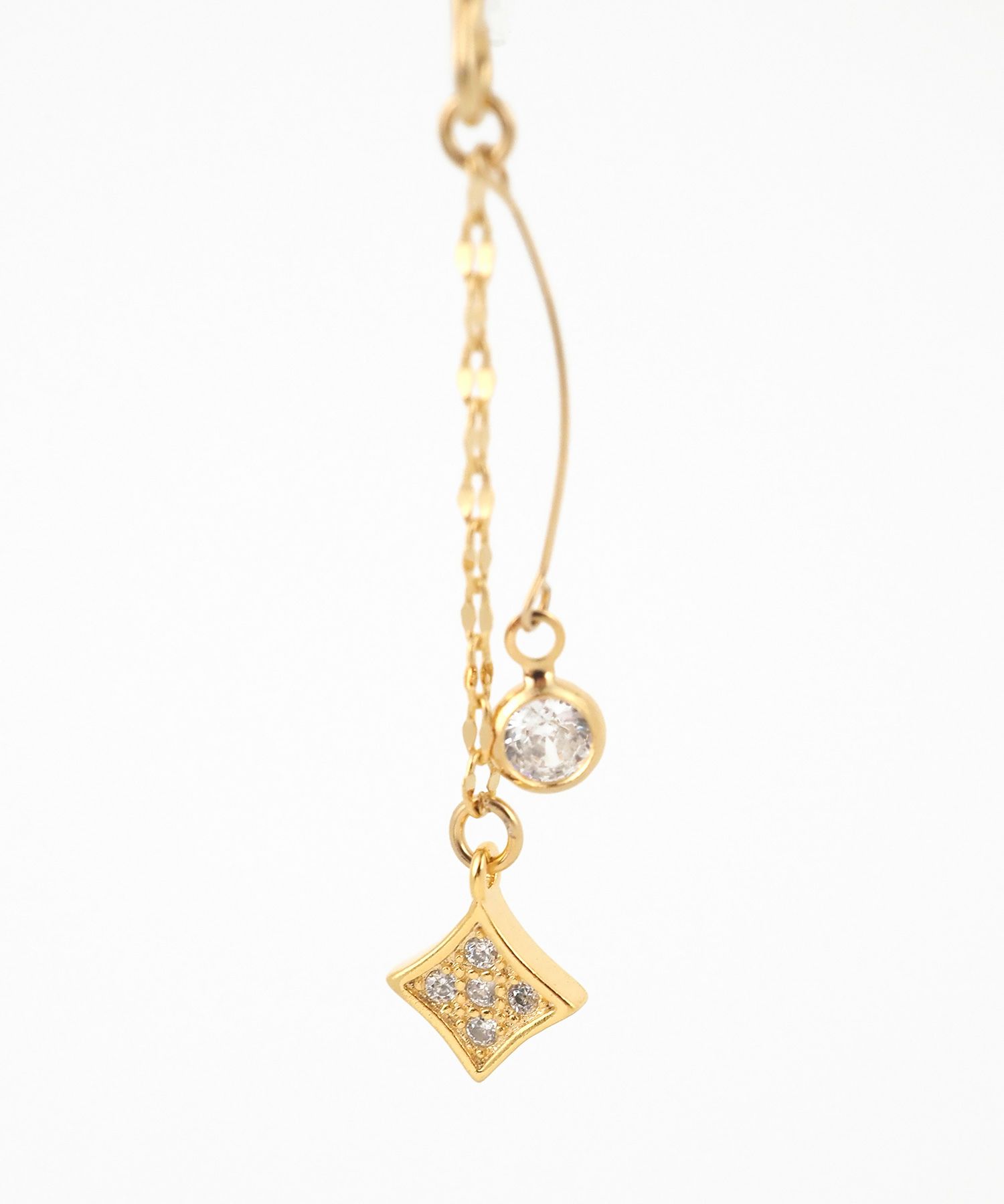 ヒシガタチェーンクリアクリップイヤリング