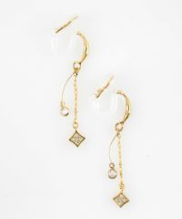 ヒシガタチェーンクリアクリップイヤリング