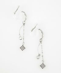 ヒシガタチェーンクリアクリップイヤリング