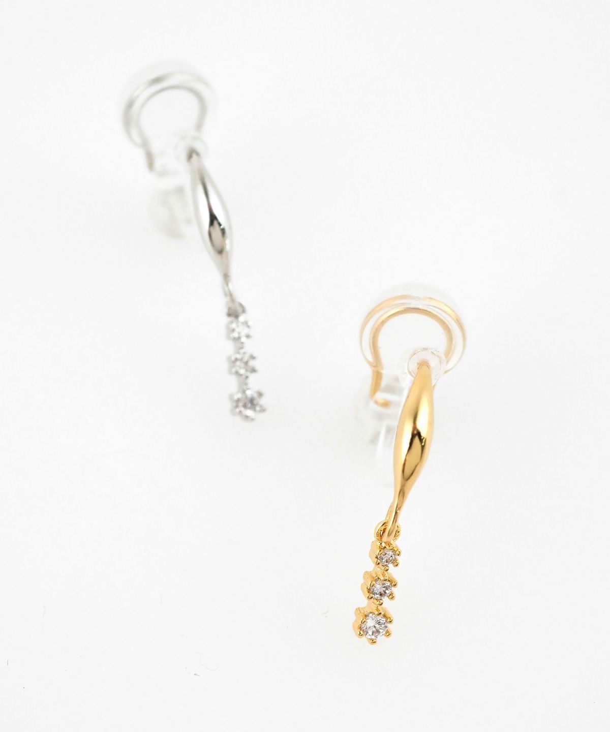 トリプルバーアクリアクリップイヤリング