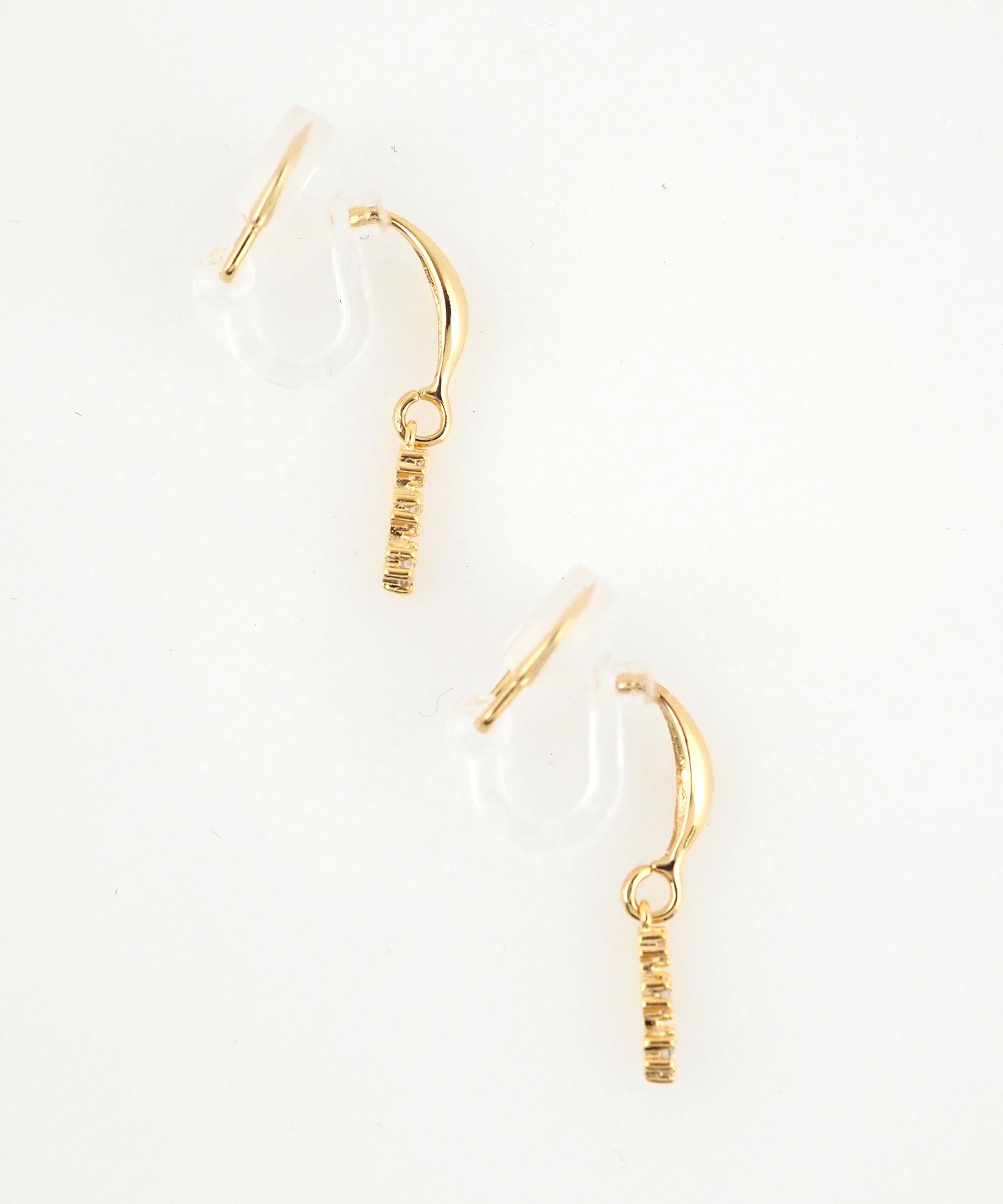 トリプルバーアクリアクリップイヤリング