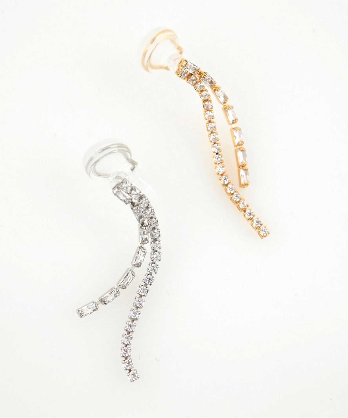 ダブルラインMIXアクリアクリップイヤリング