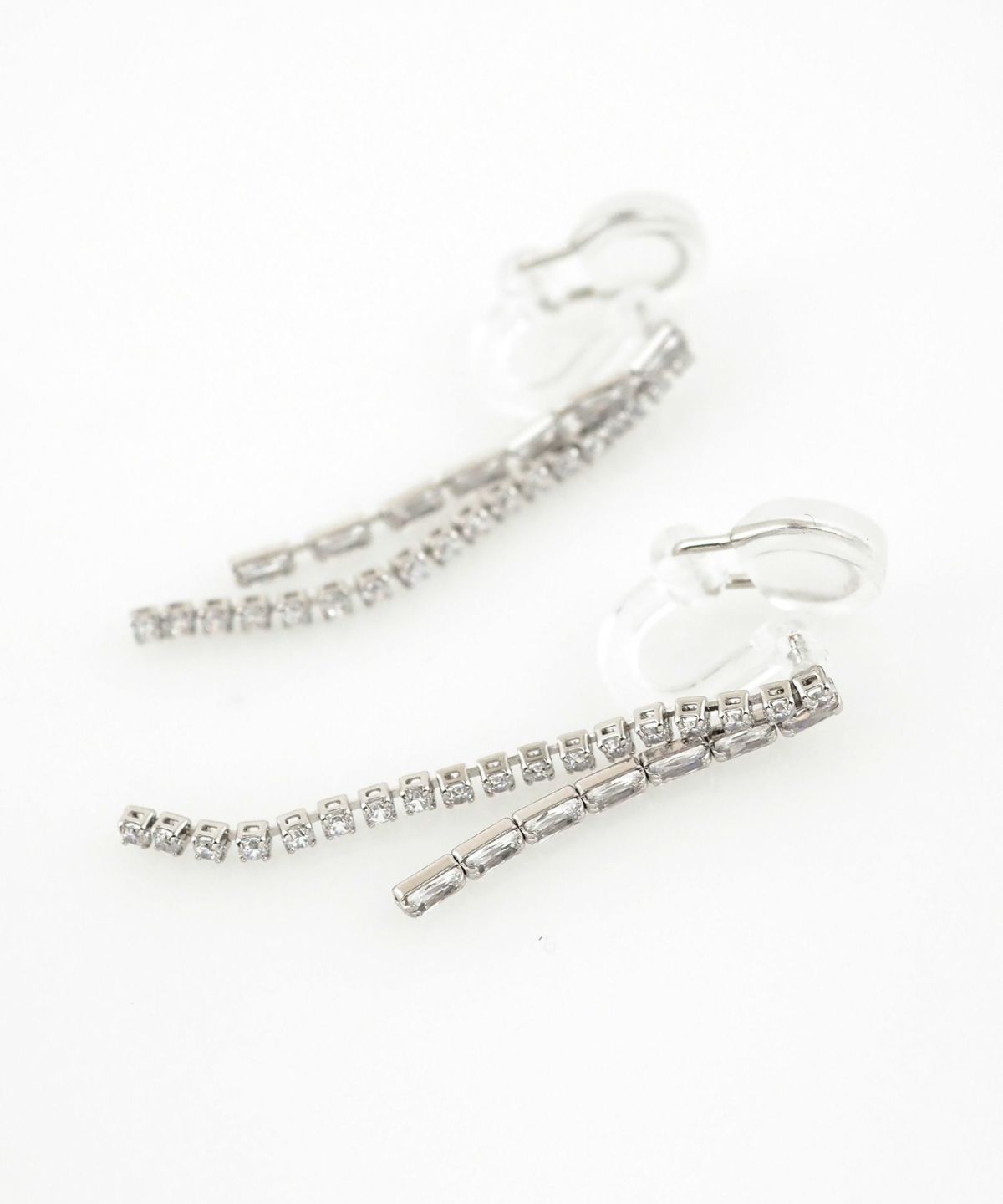 ダブルラインMIXアクリアクリップイヤリング