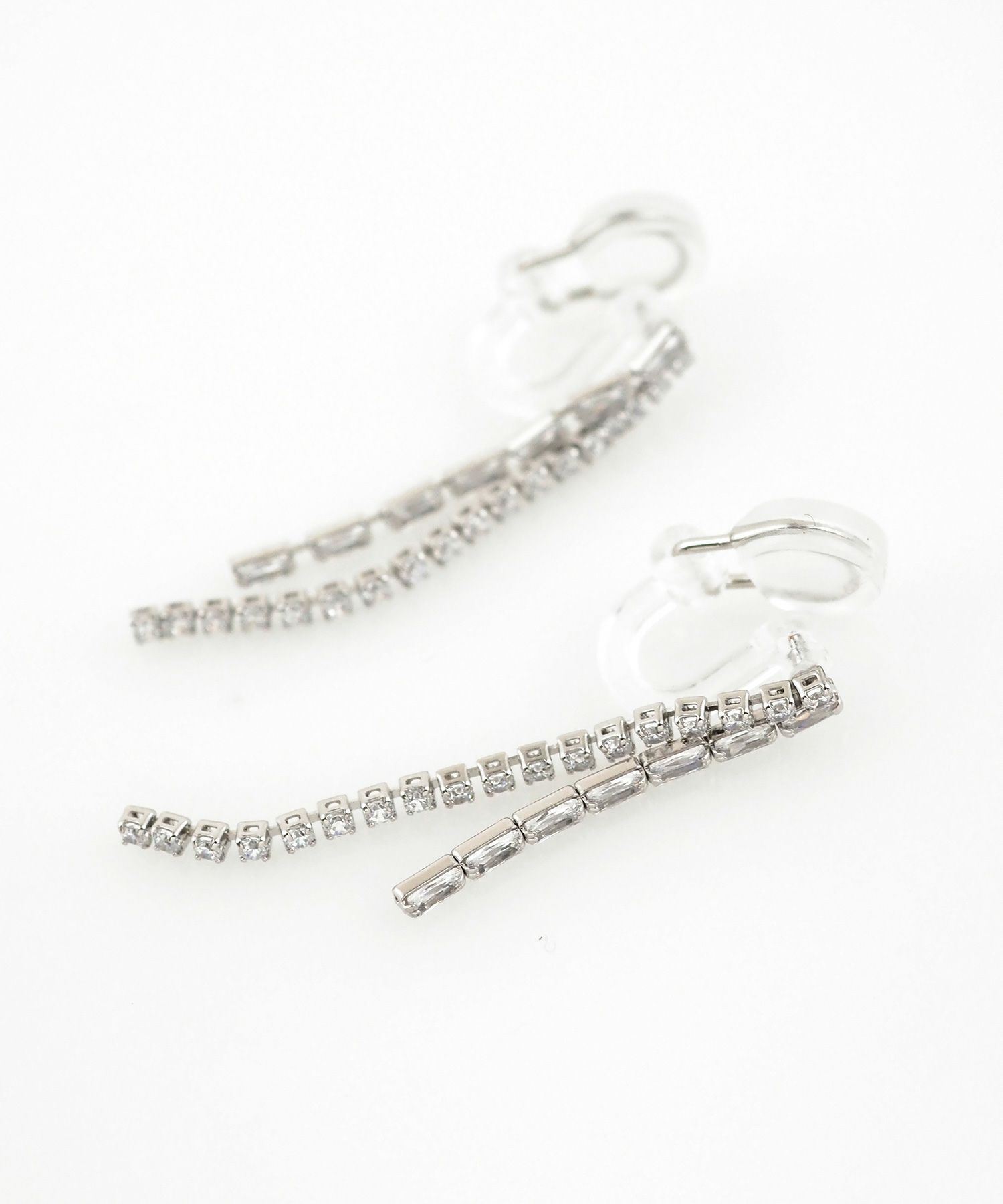 ダブルラインMIXアクリアクリップイヤリング