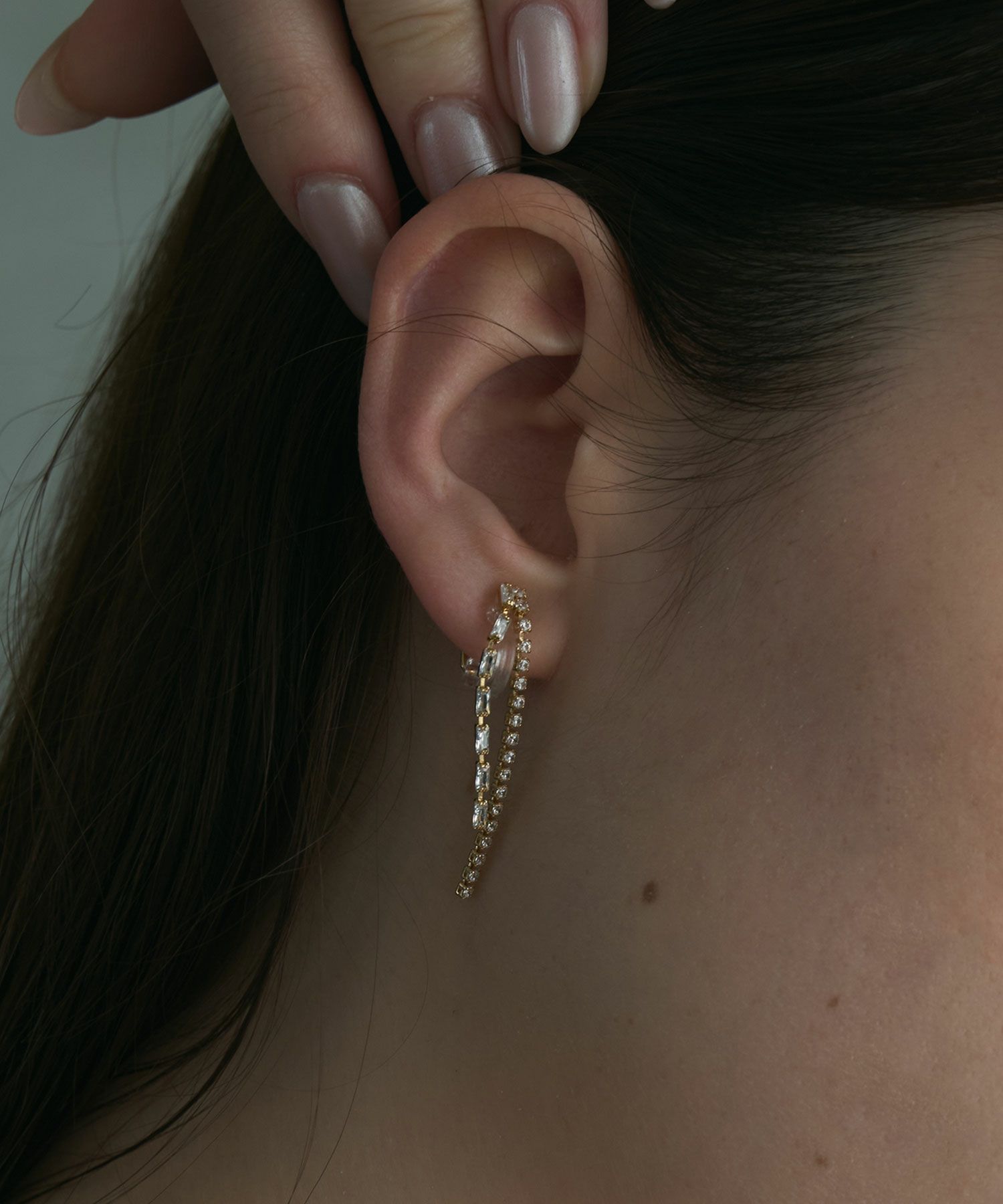 ダブルラインMIXアクリアクリップイヤリング