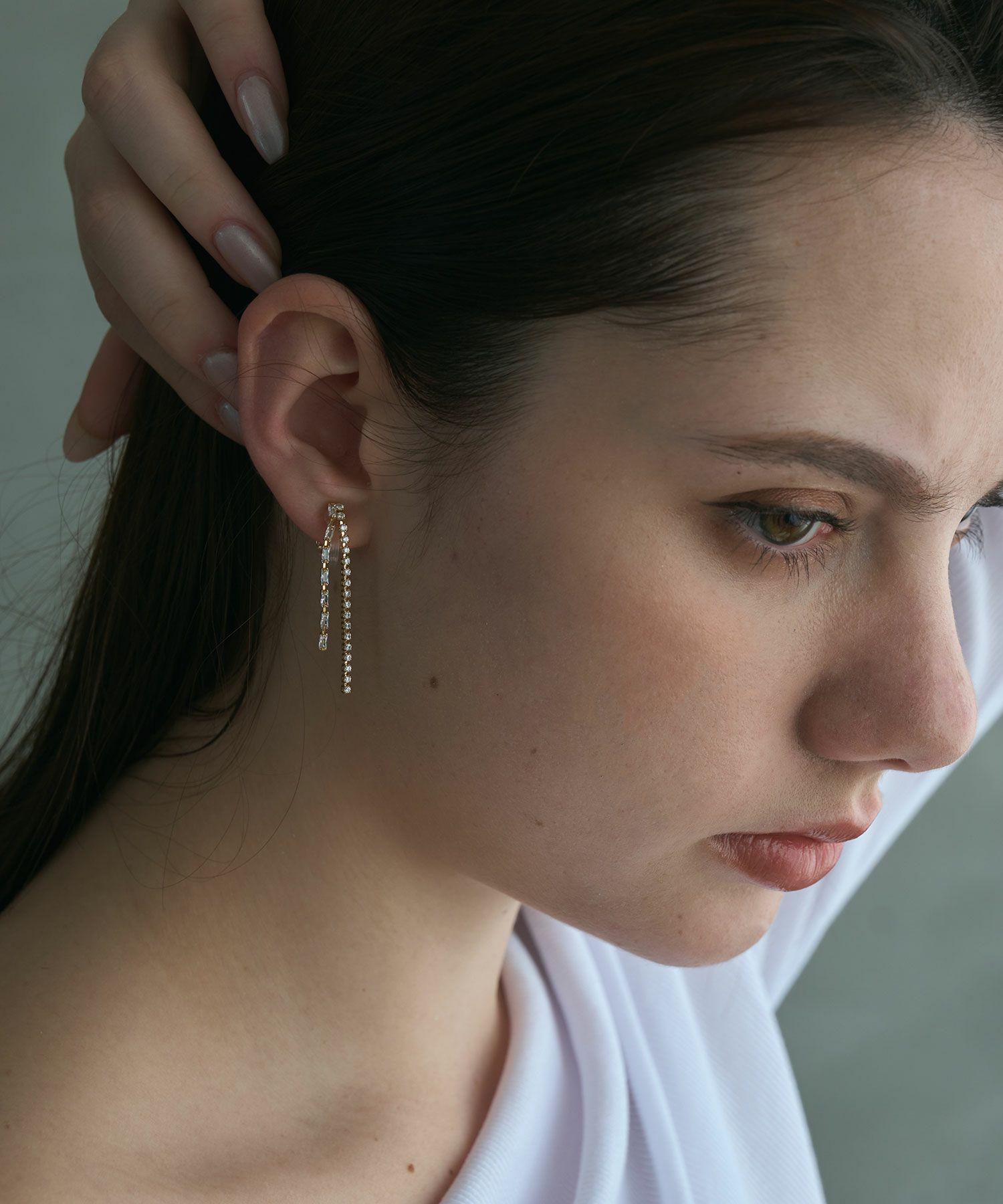 ダブルラインMIXアクリアクリップイヤリング