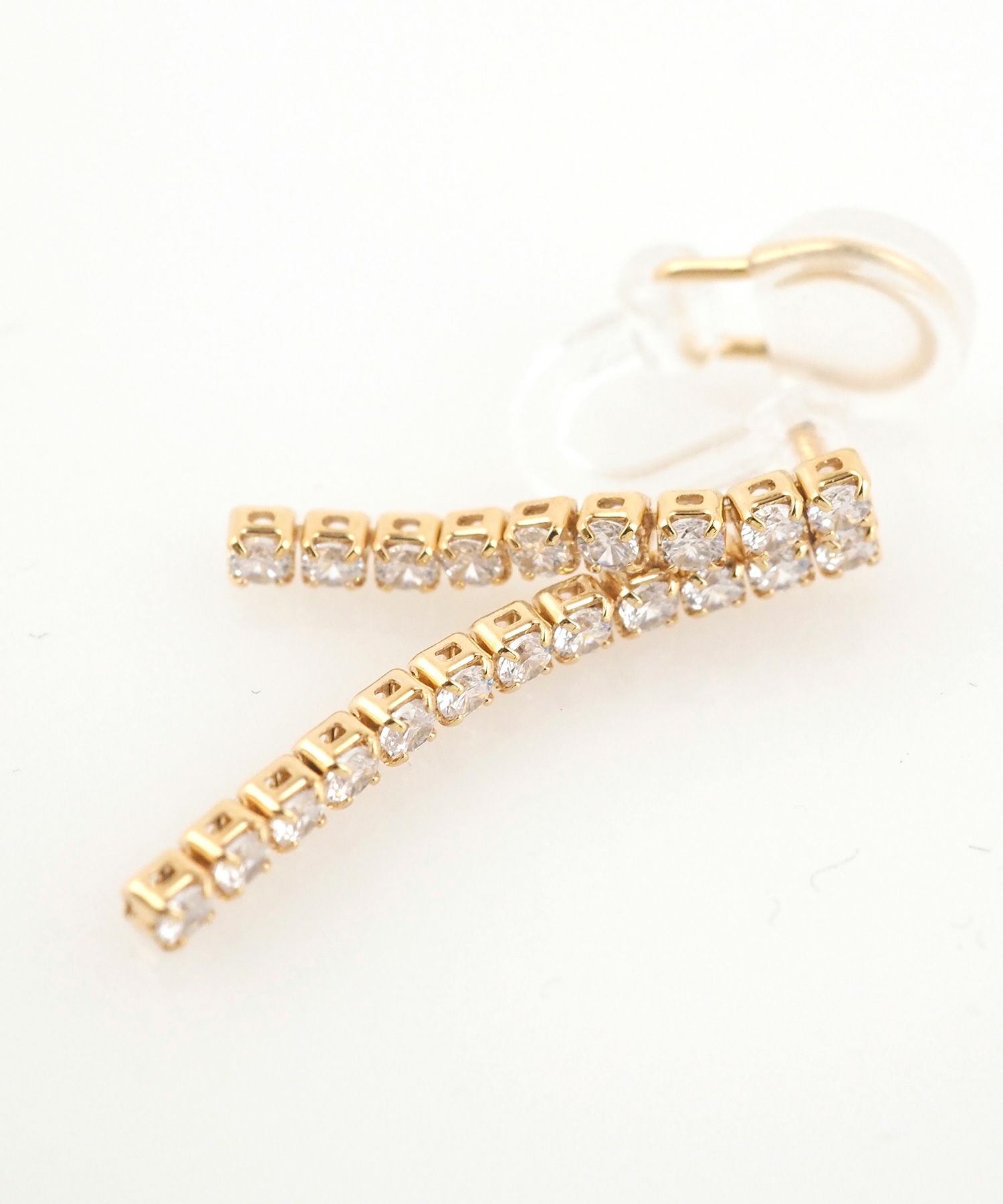 ダブルラインアクリアクリップイヤリング