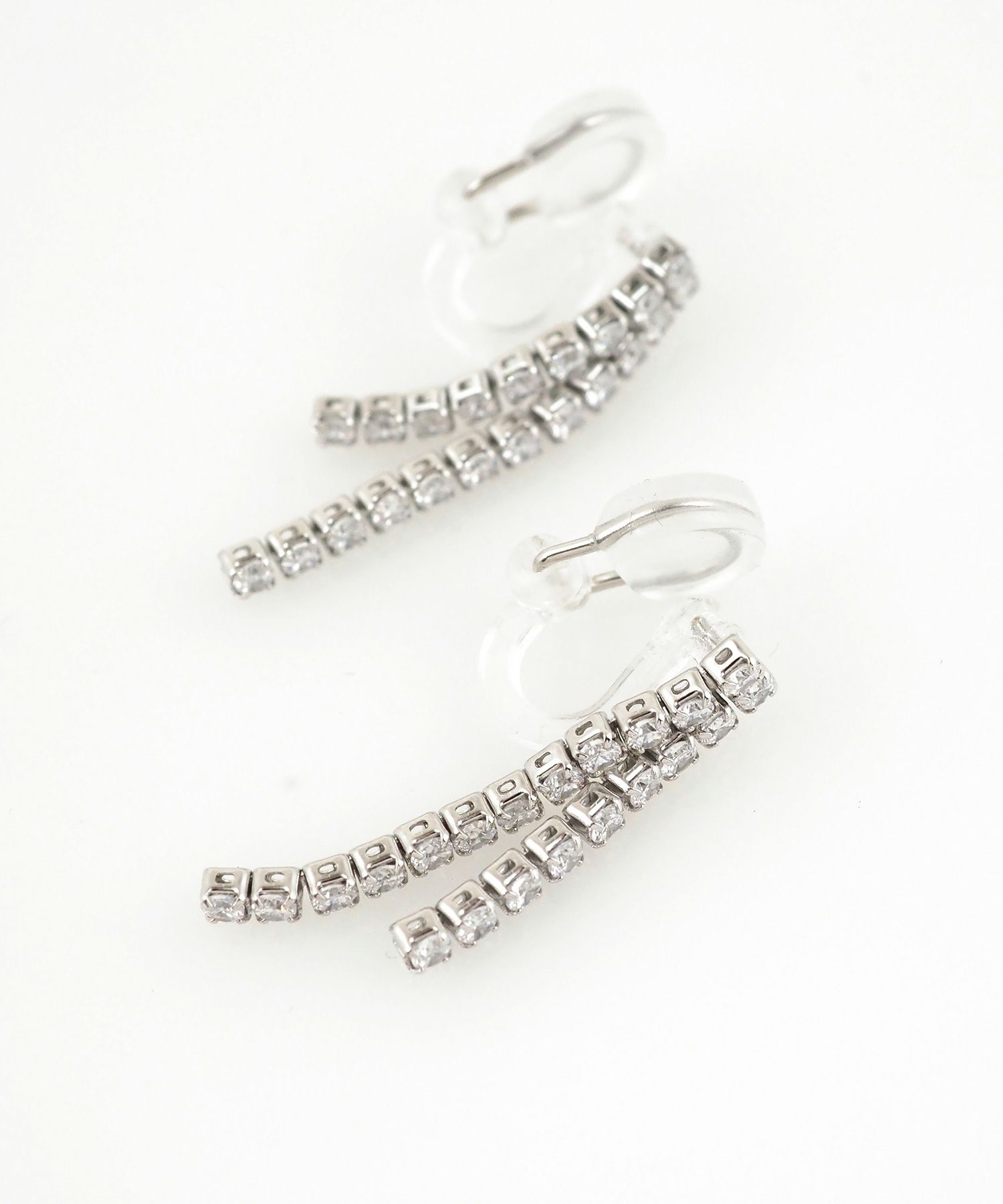 ダブルラインアクリアクリップイヤリング