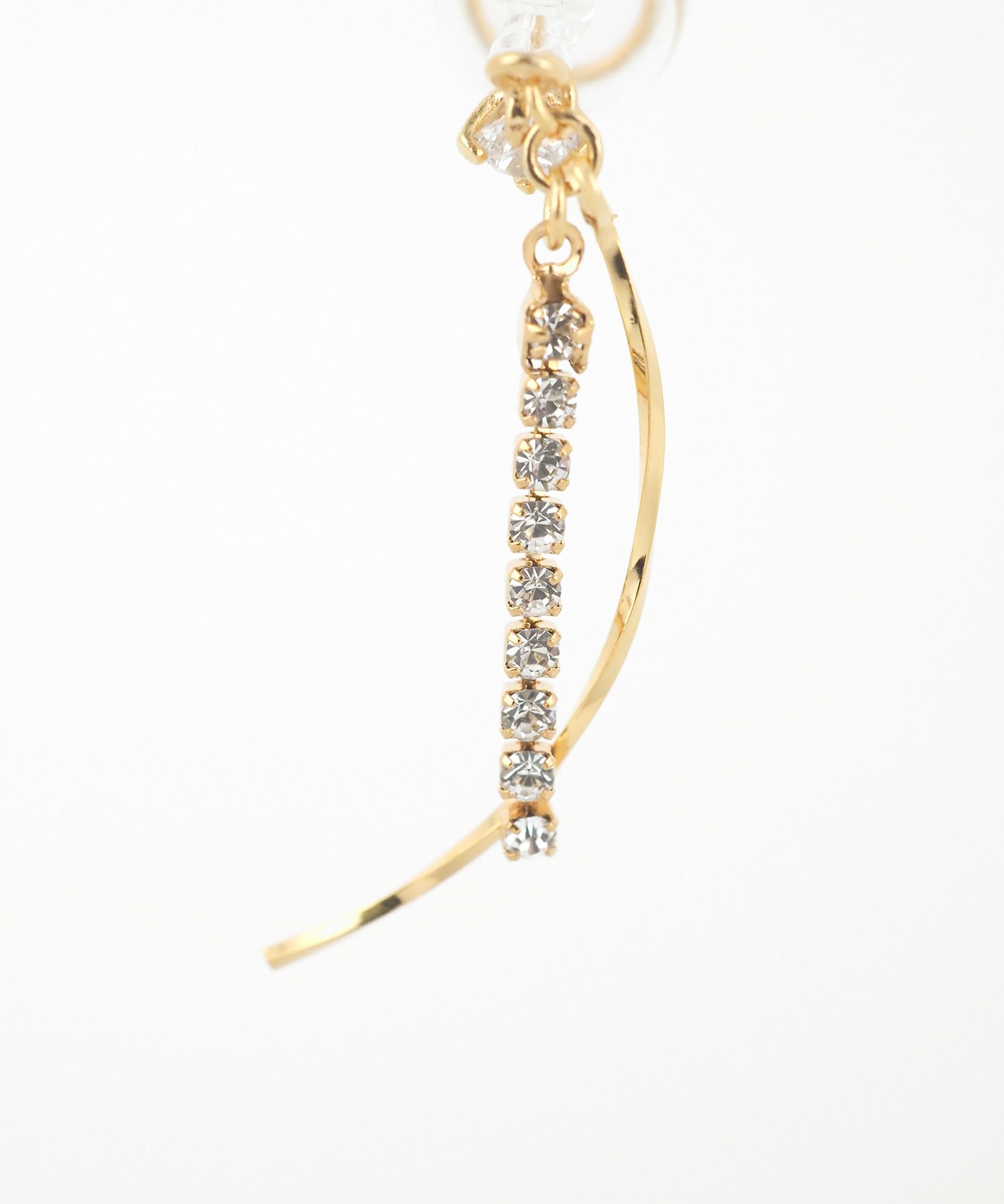 カーブラインストーンアクリアクリップイヤリング