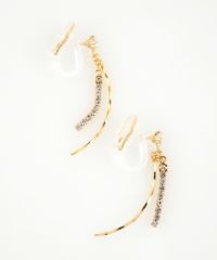 カーブラインストーンアクリアクリップイヤリング