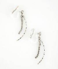 カーブラインストーンアクリアクリップイヤリング