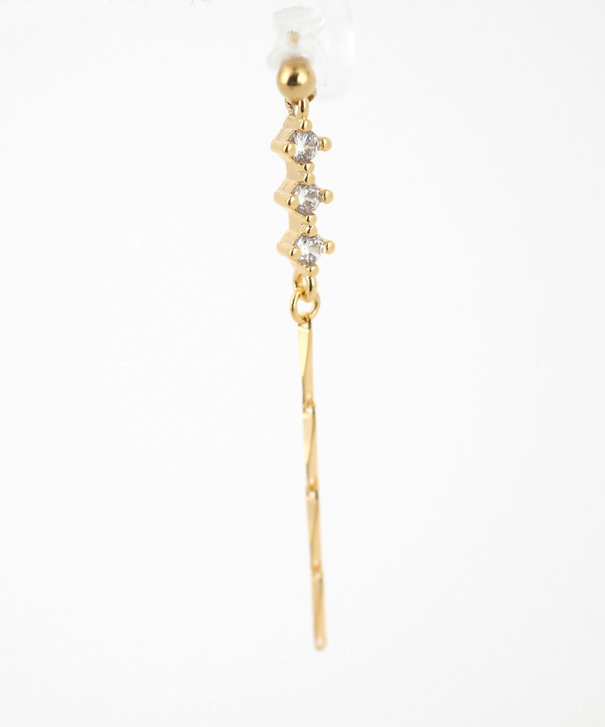 トリプルチェーンアクリアクリップイヤリング