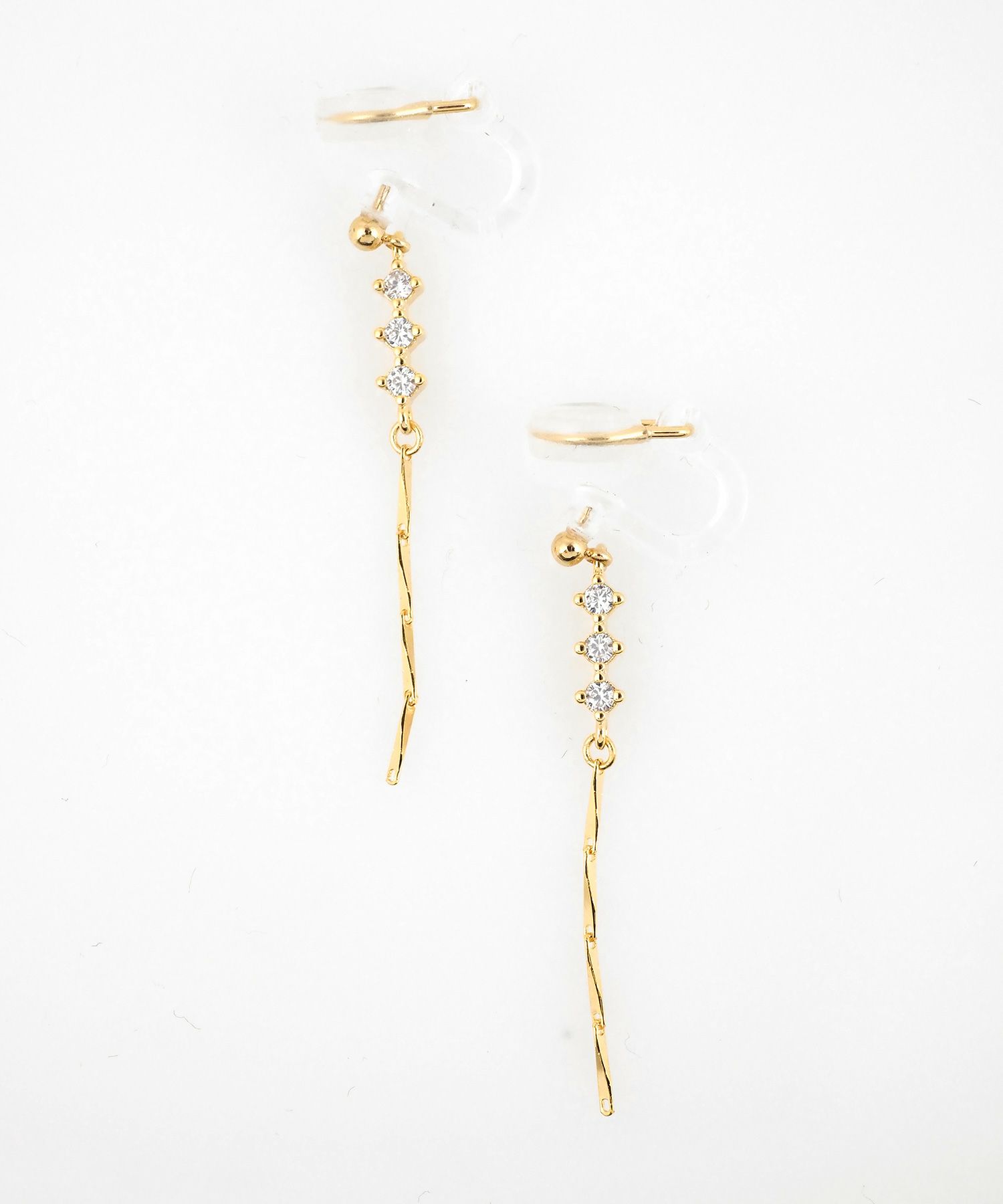 トリプルチェーンアクリアクリップイヤリング