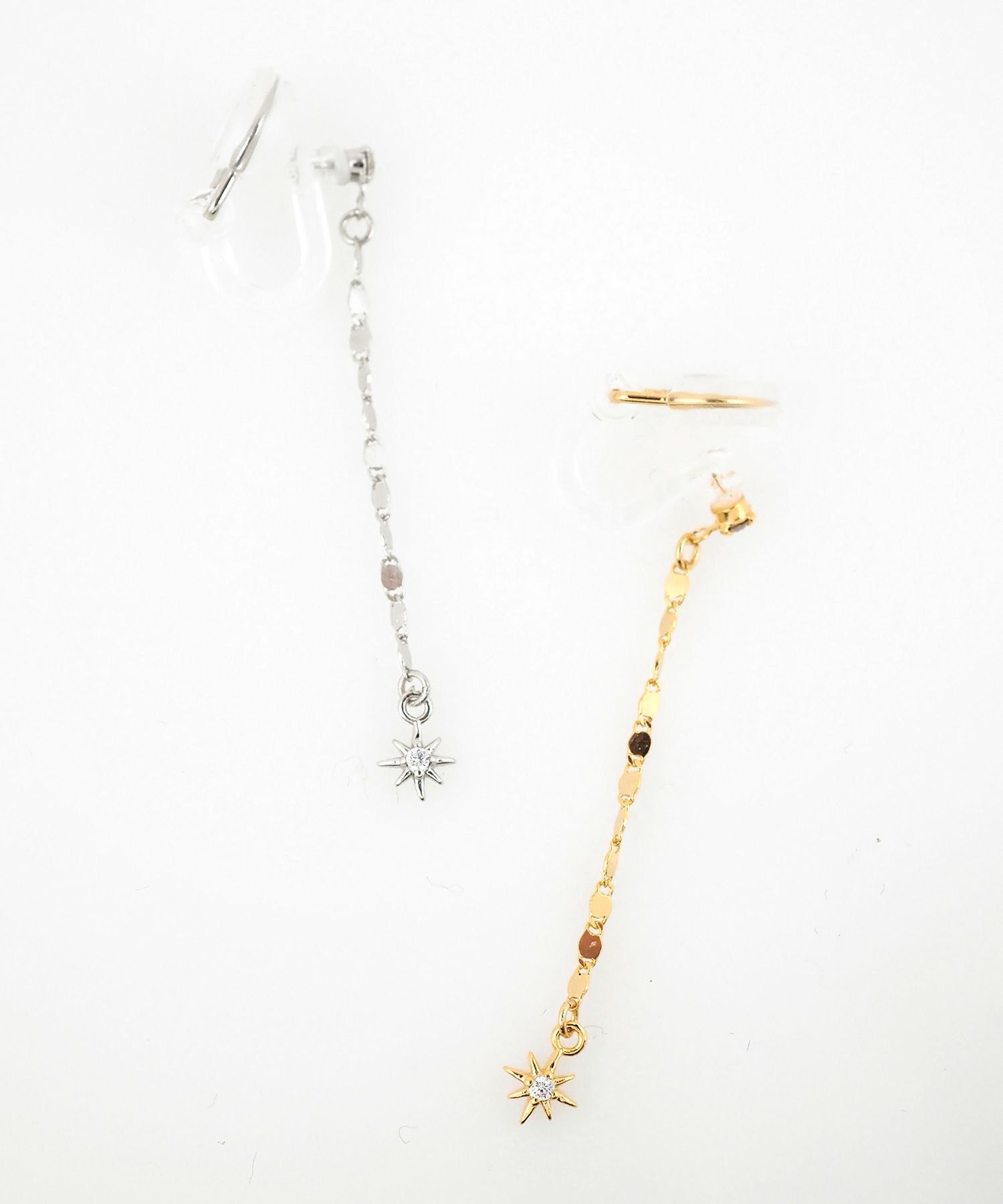 サンシャインチェーンアクリアクリップイヤリング