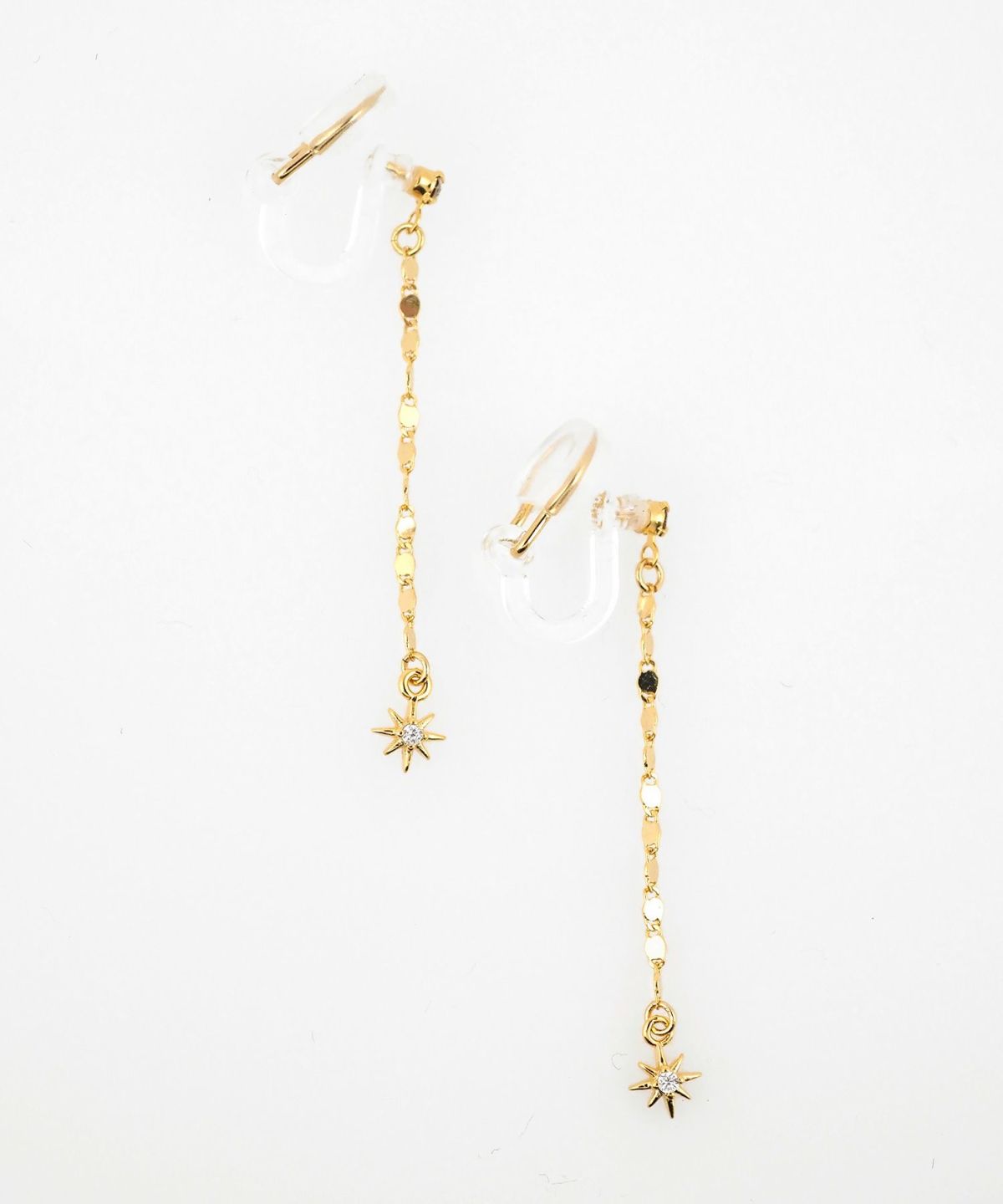 サンシャインチェーンアクリアクリップイヤリング