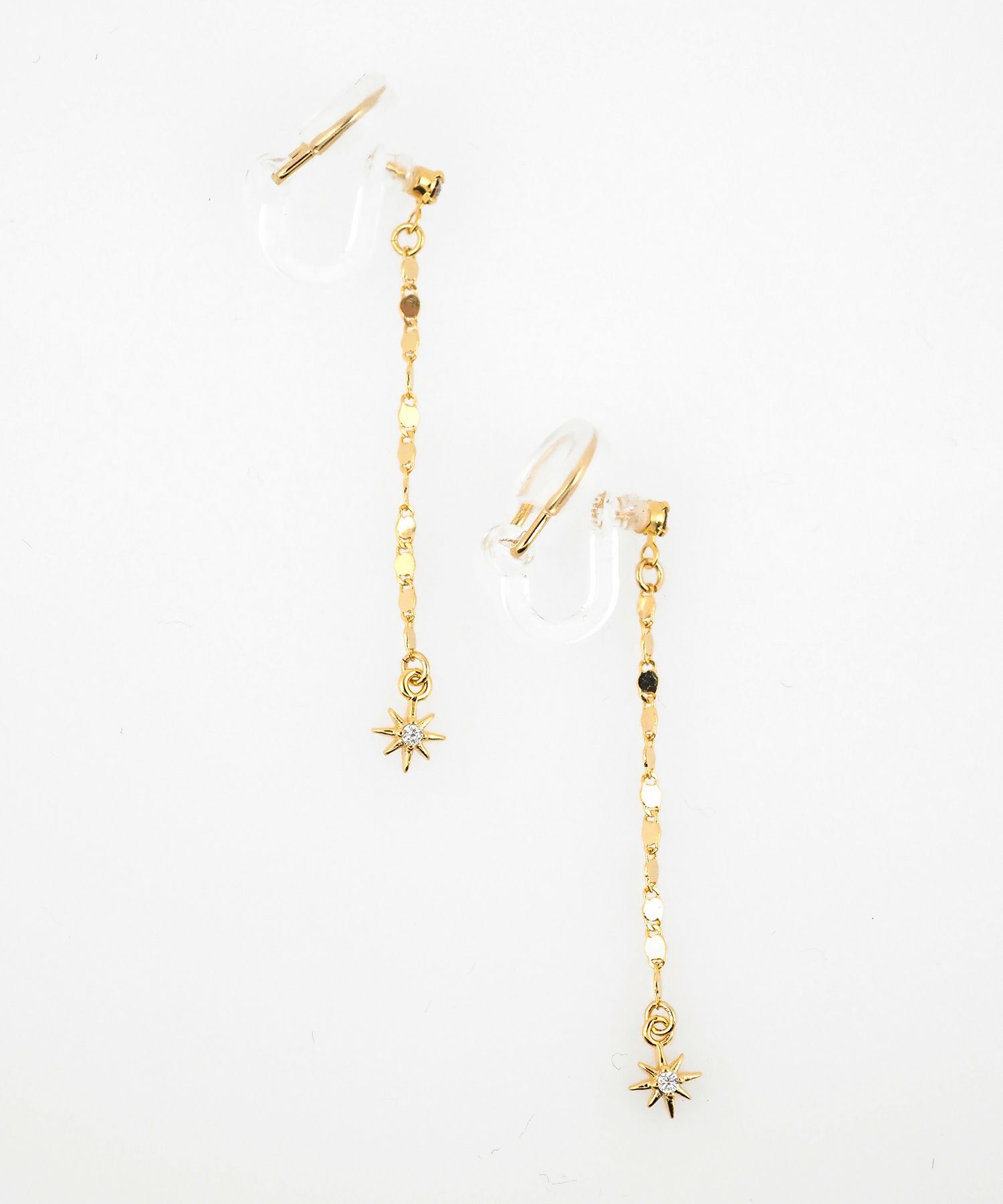 サンシャインチェーンアクリアクリップイヤリング