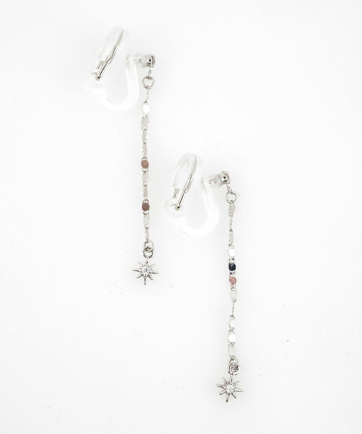 サンシャインチェーンアクリアクリップイヤリング