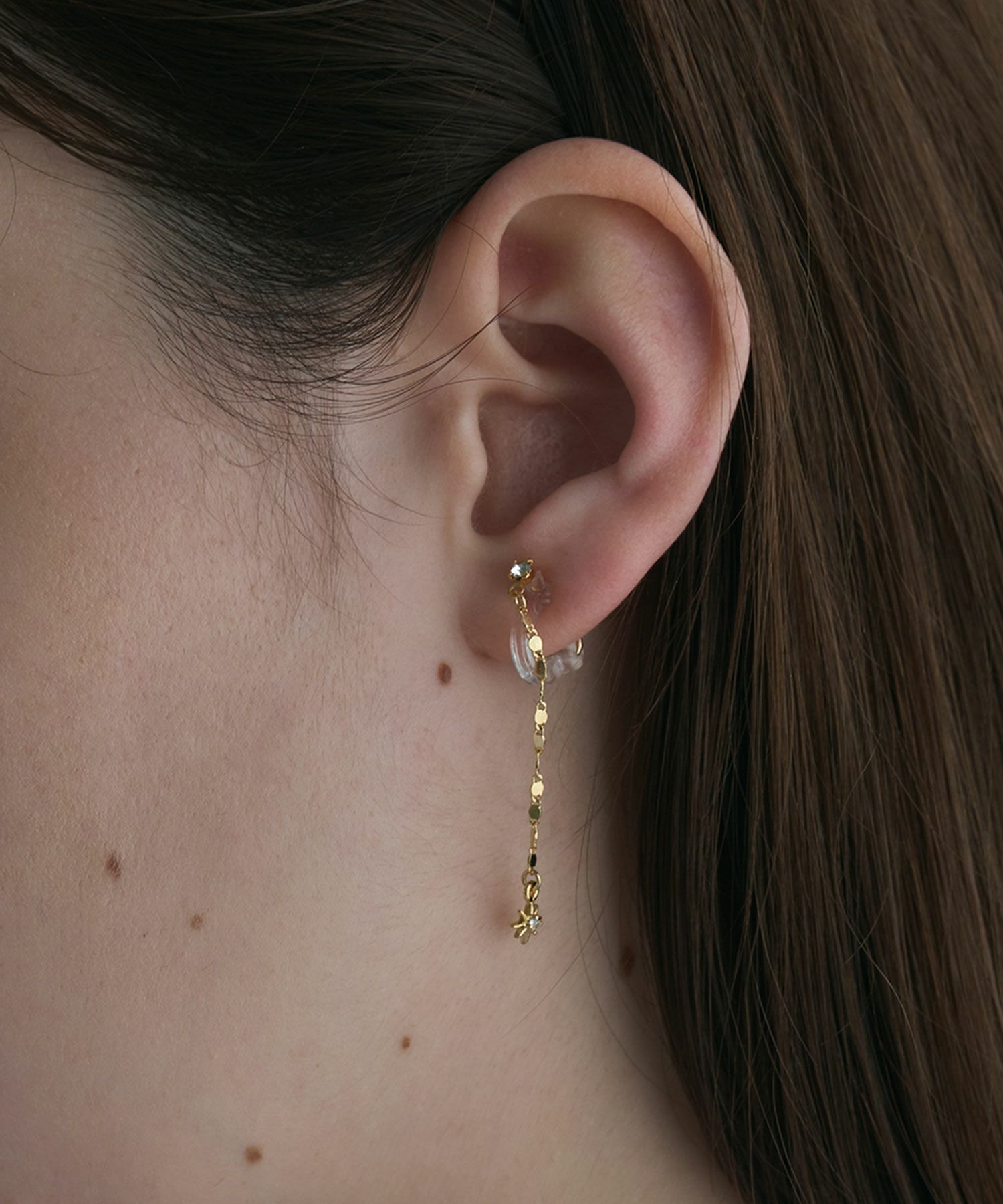 サンシャインチェーンアクリアクリップイヤリング