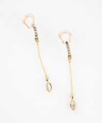 オーバルチェーンアクリアクリップイヤリング