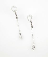 オーバルチェーンアクリアクリップイヤリング