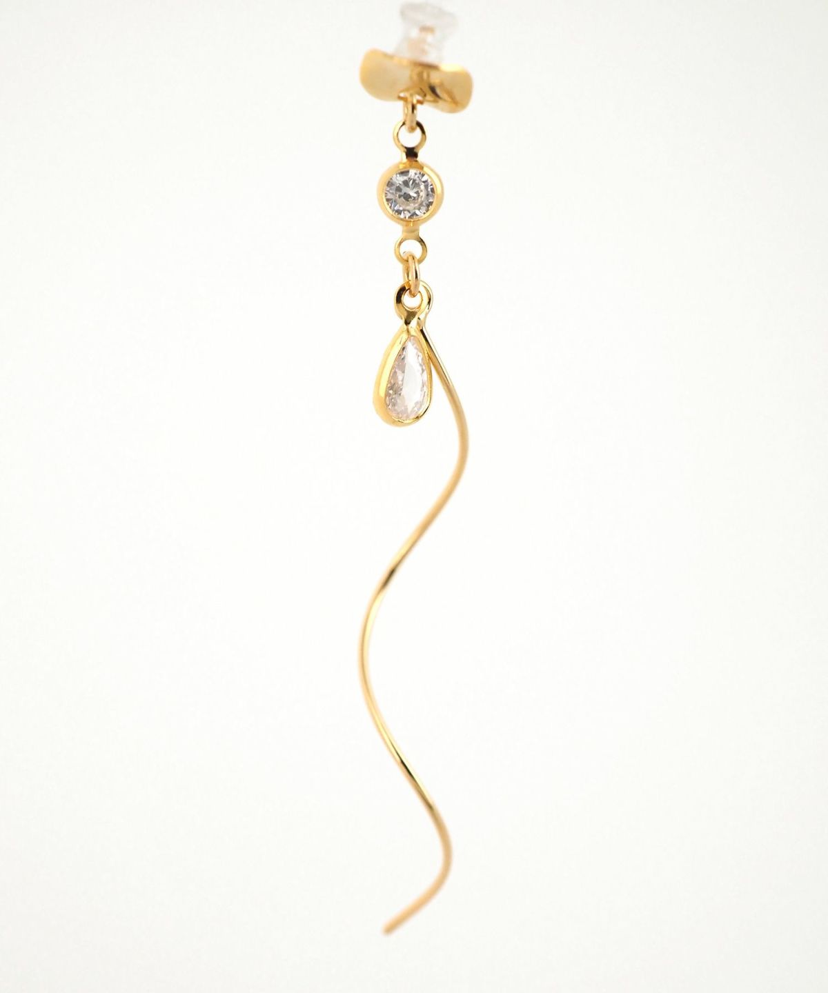 ドロップツイストアクリアクリップイヤリング