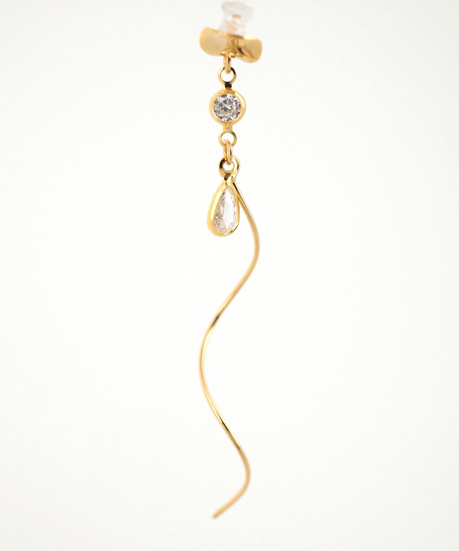 ドロップツイストアクリアクリップイヤリング