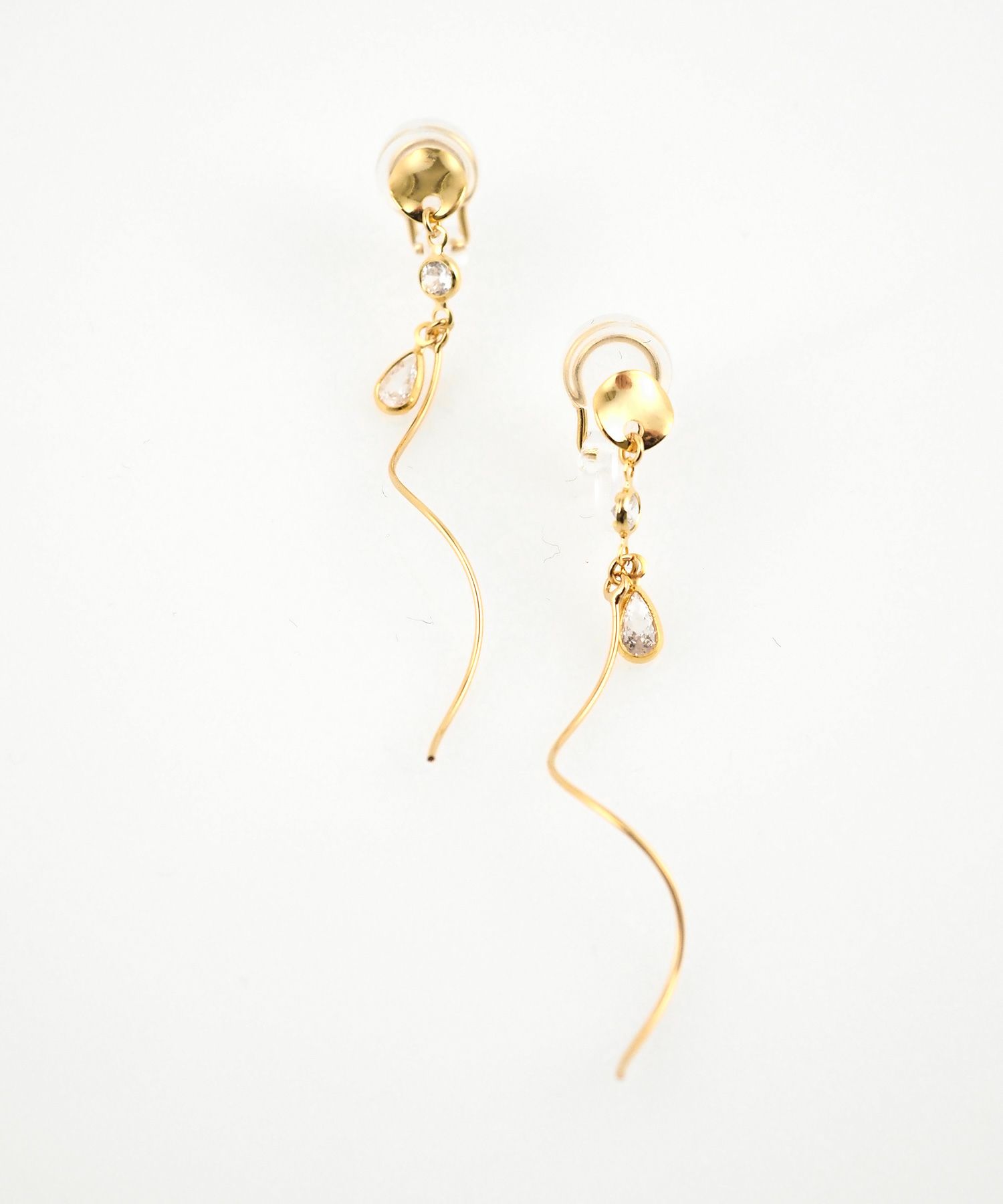 ドロップツイストアクリアクリップイヤリング