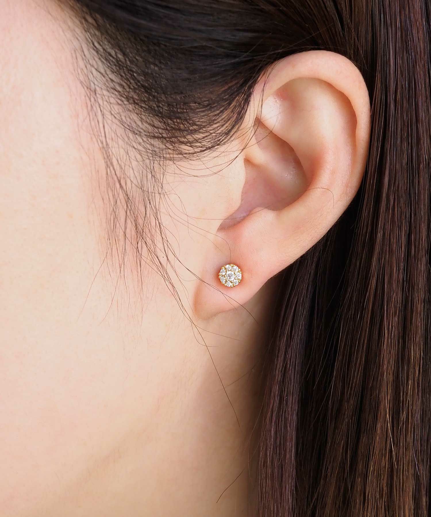 パヴェキュービックサークルマグネットイヤリング