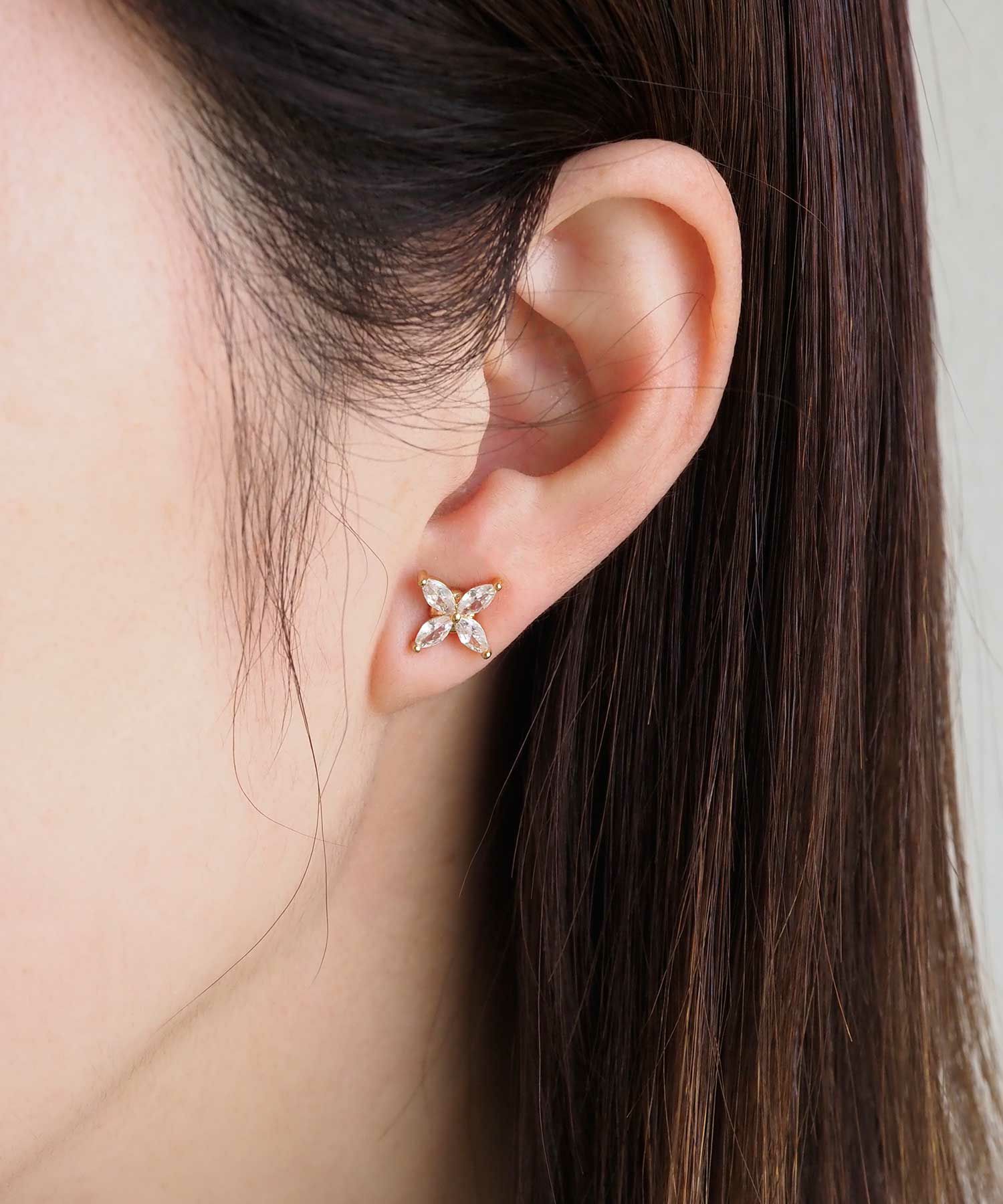 キュービックフラワーマグネットイヤリング