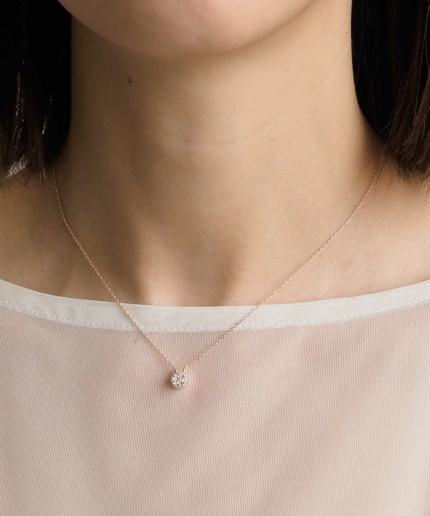 パヴェキュービックサークルマグネットネックレス