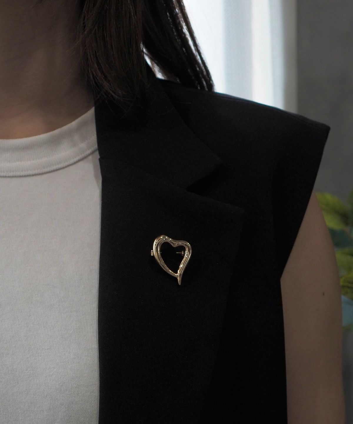 ニュアンスハートブローチ