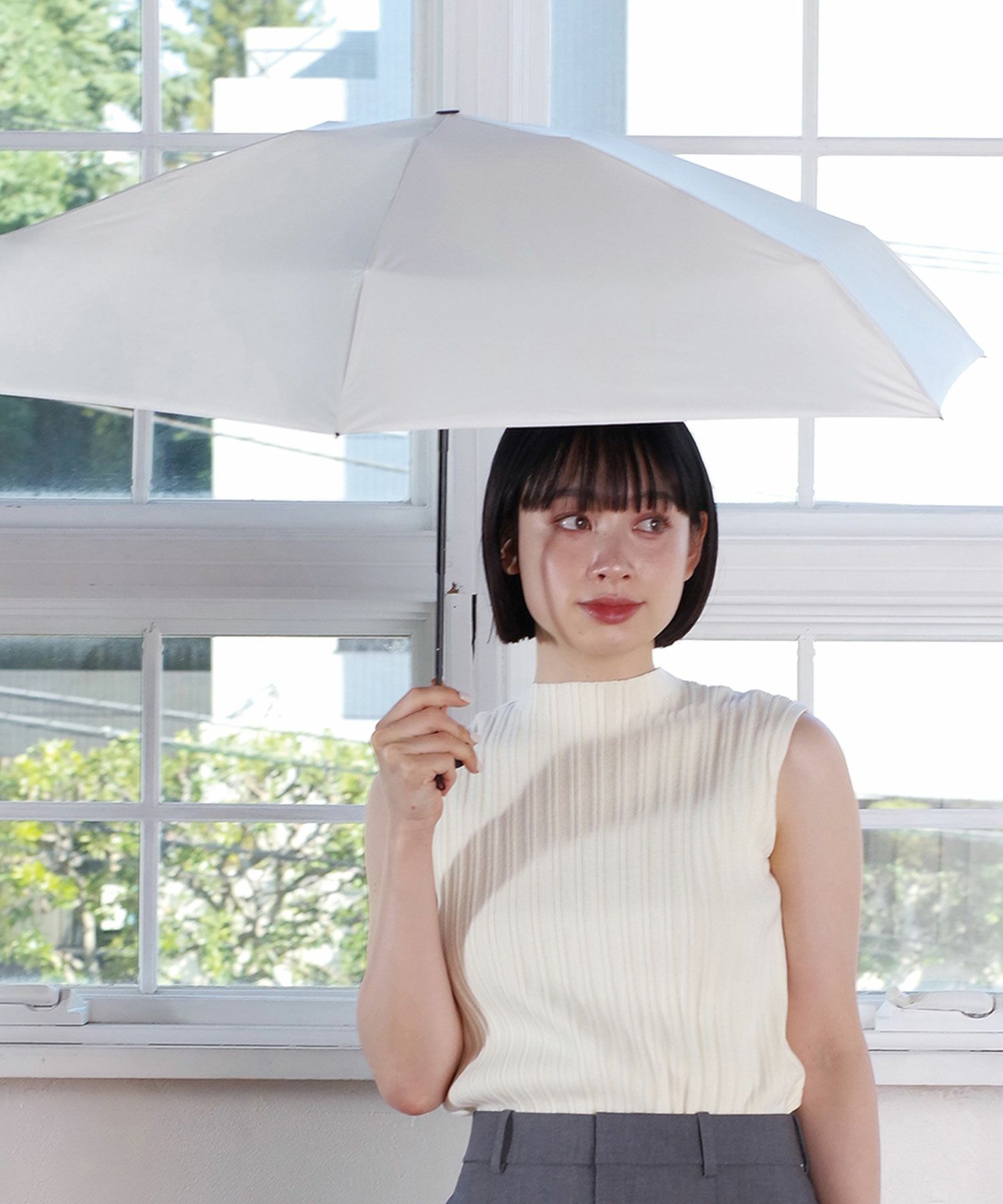 ピーチドロップ遮光５段ミニ折りたたみ晴雨兼用日傘