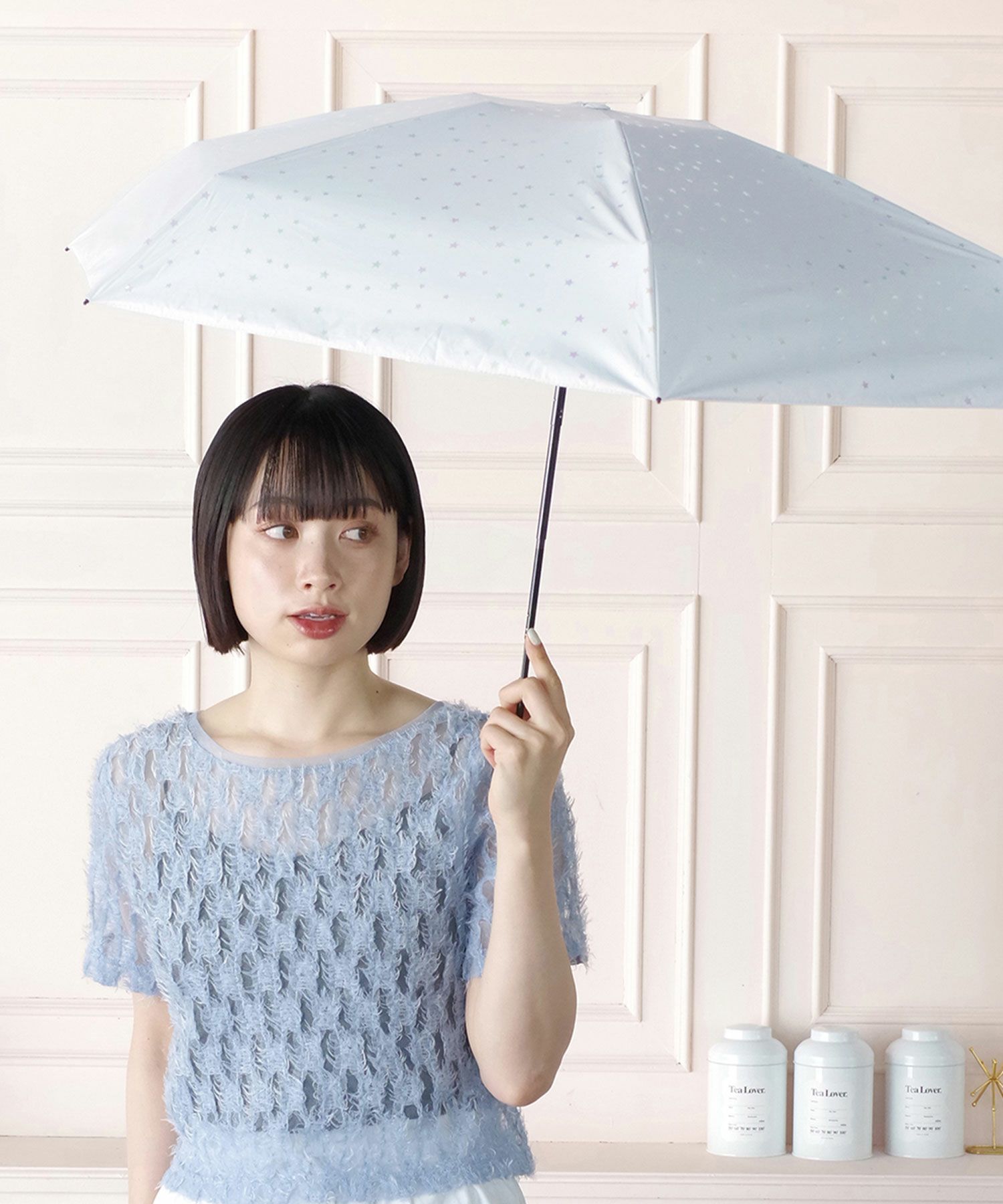 ポケラ遮光スター５段ミニ折りたたみ晴雨兼用日傘