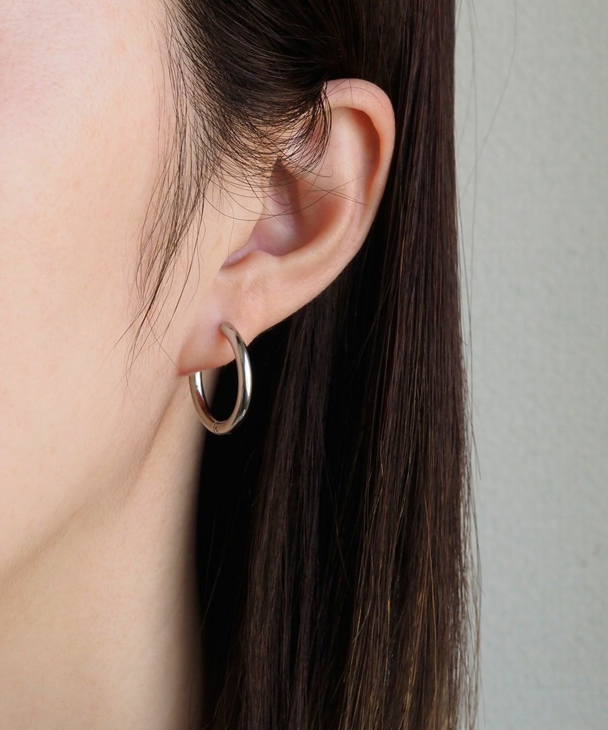 シンプルフープステンレスピアス(M)【Zoule】