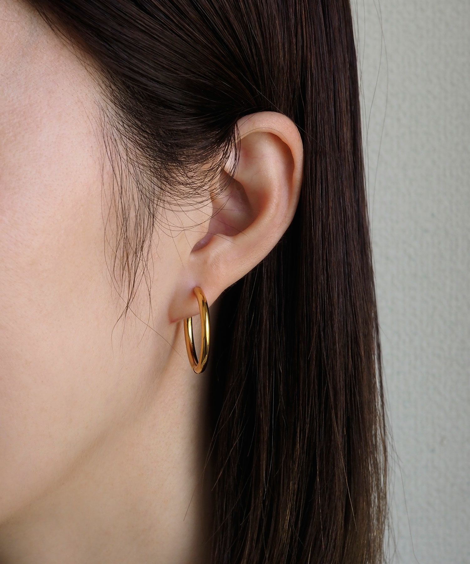 シンプルフープステンレスピアス(L)【Zoule】