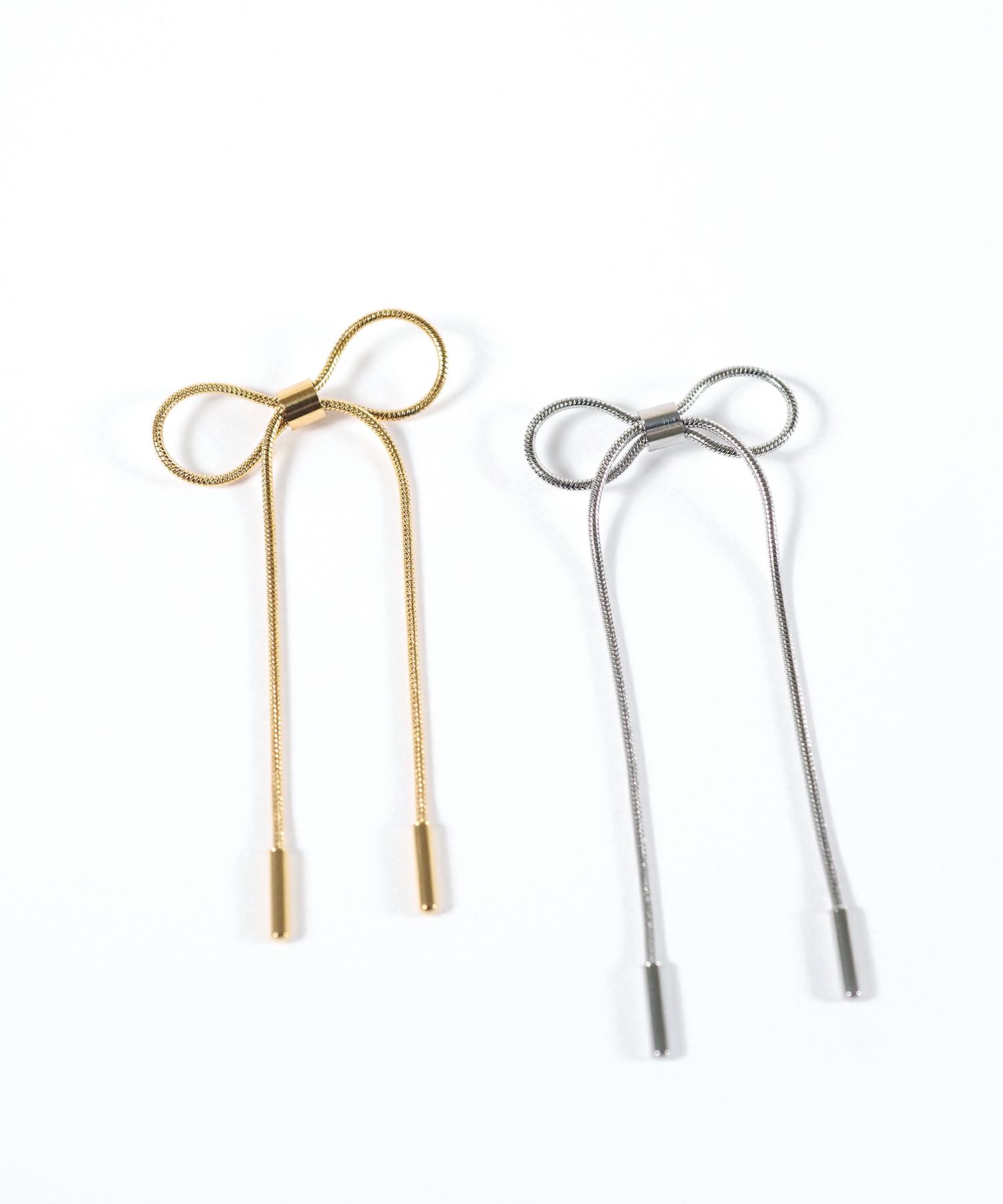 リボンチェーンステンレスピアス