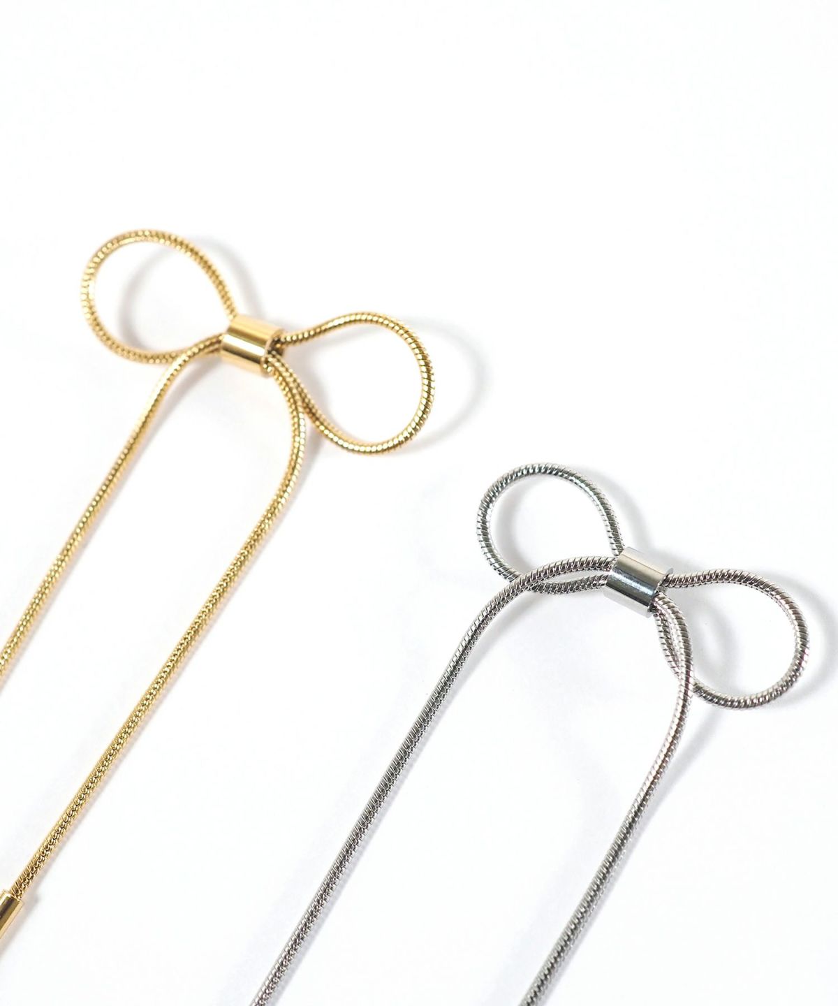 リボンチェーンステンレスピアス