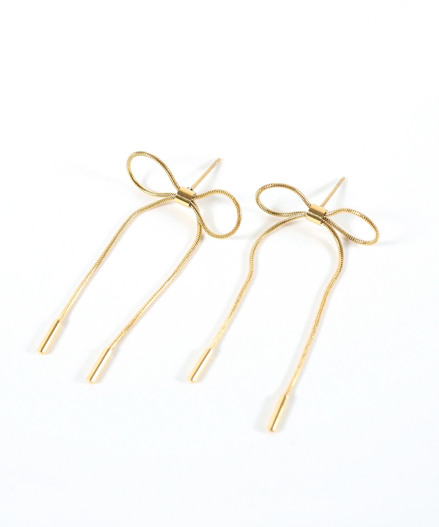 リボンチェーンステンレスピアス