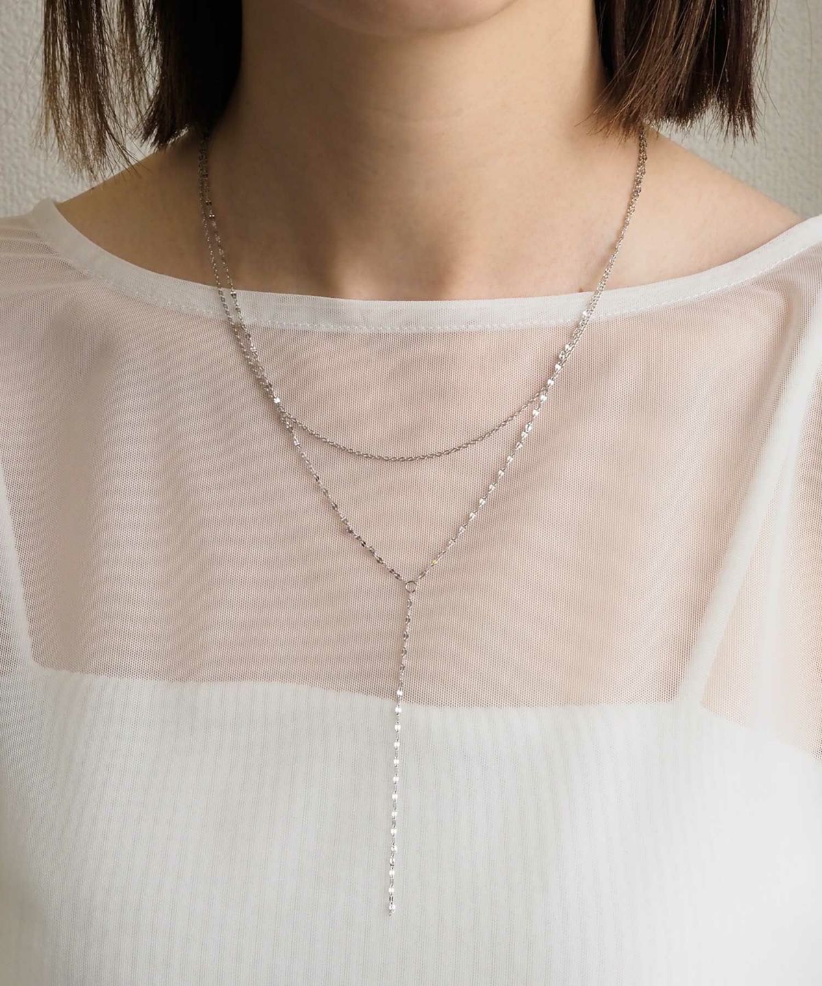 ペタルチェーン2連ステンレスネックレス【Zoule】