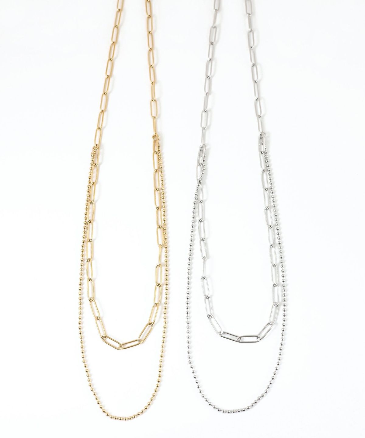 ボールチェーン2連ステンレスネックレス