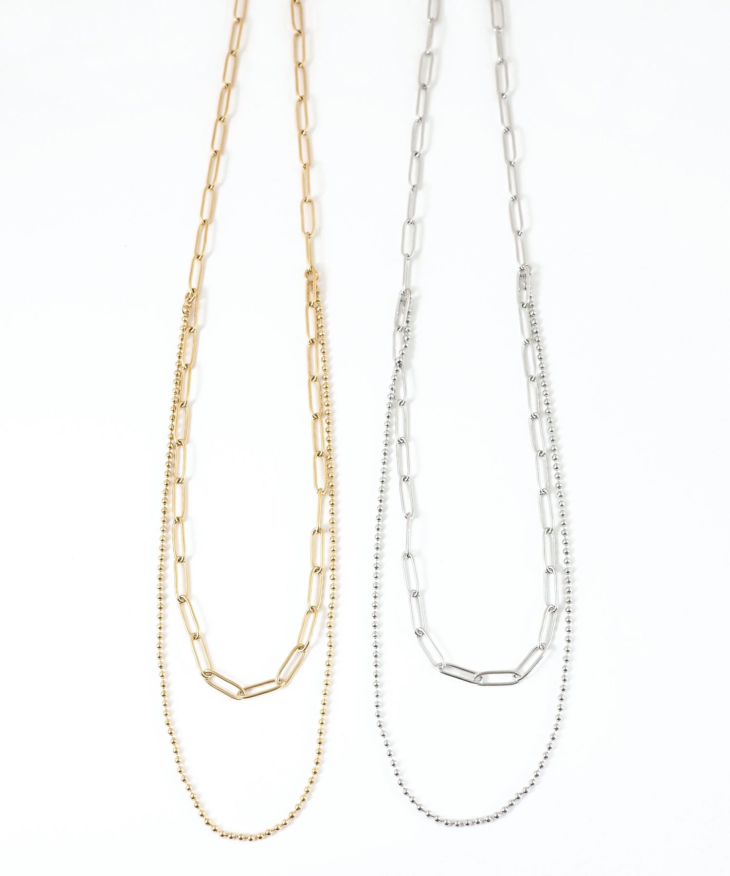 ボールチェーン2連ステンレスネックレス