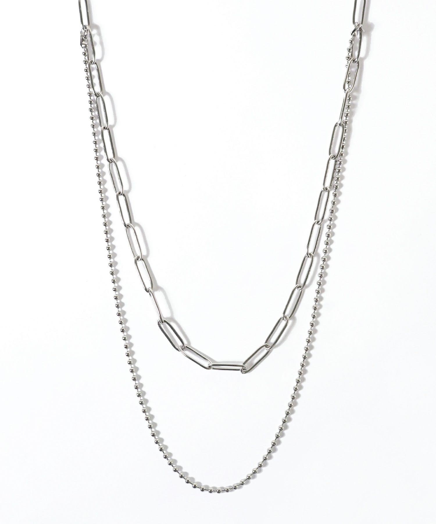 ボールチェーン2連ステンレスネックレス