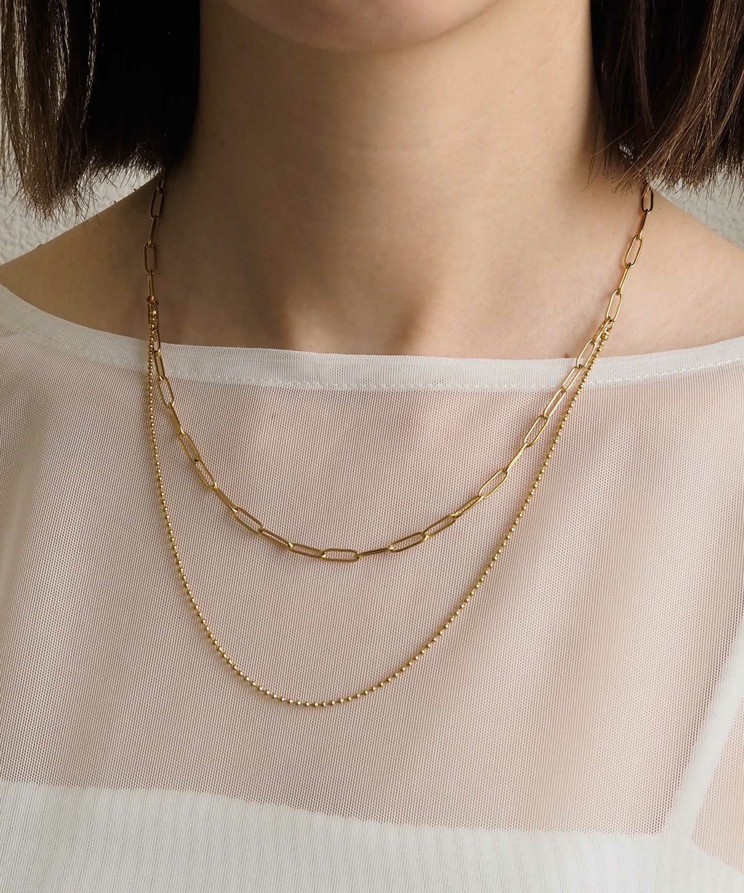 ボールチェーン2連ステンレスネックレス