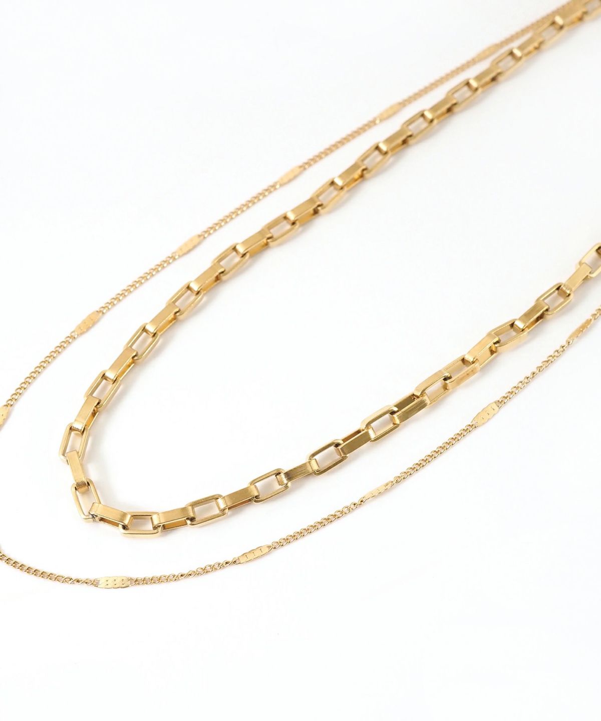 スクエアチェーン2連ステンレスネックレス